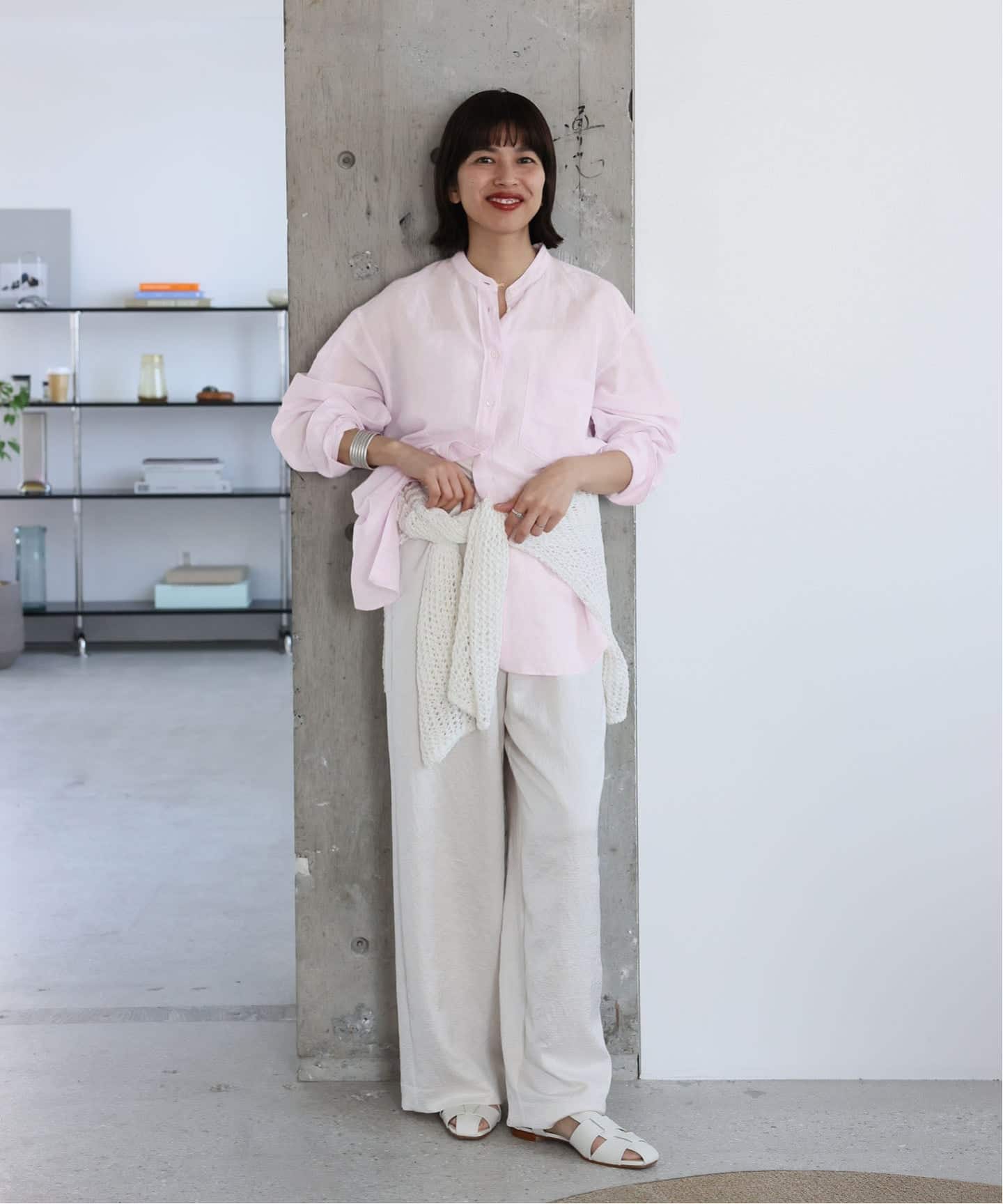 一部カラーWEB限定》ラミーリヨセルバンドカラーシャツ（シャツ