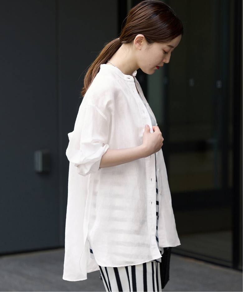 一部カラーWEB限定》ラミーリヨセルバンドカラーシャツ（シャツ 