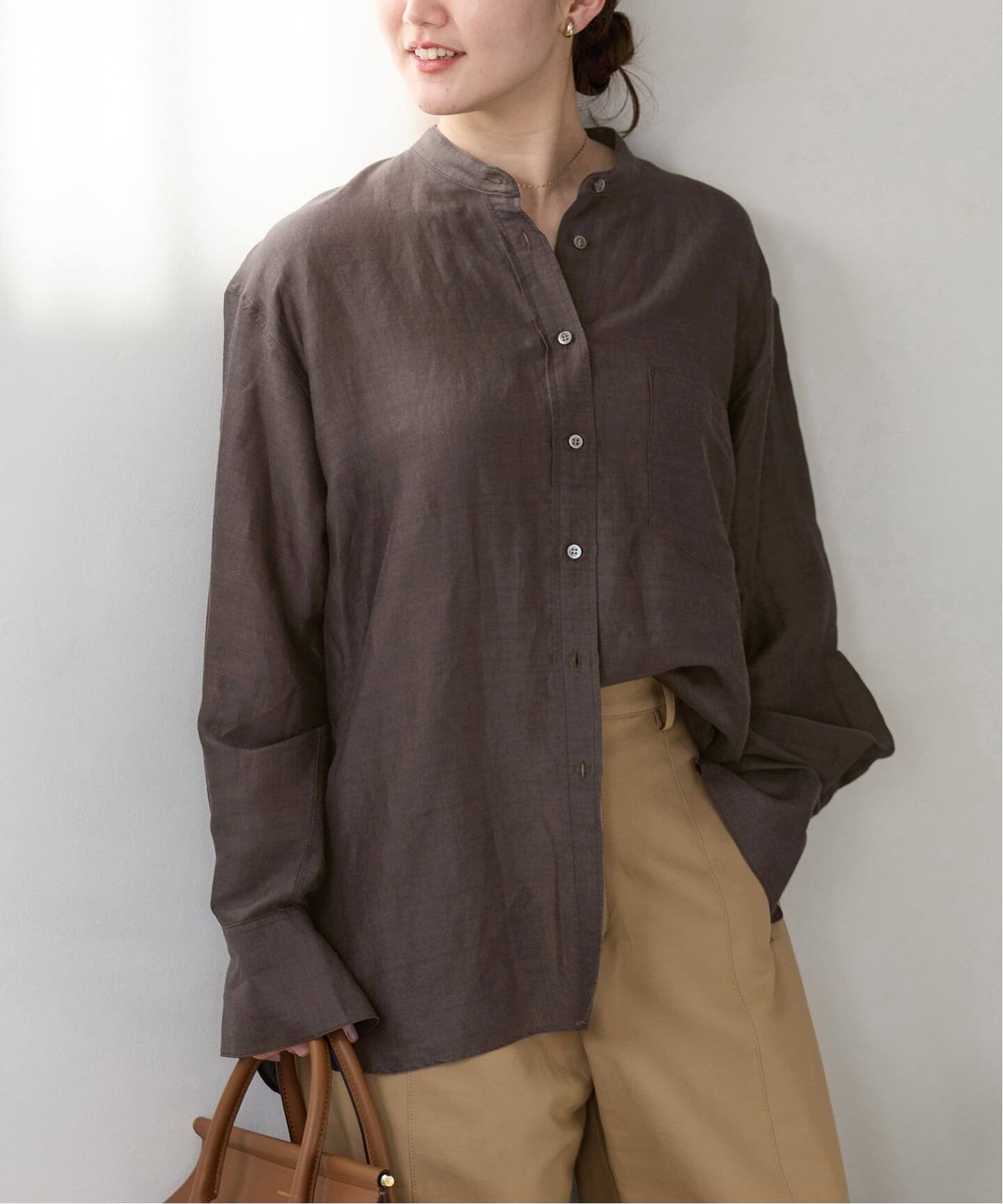 一部カラーWEB限定/予約》ラミーリヨセルバンドカラーシャツ（シャツ