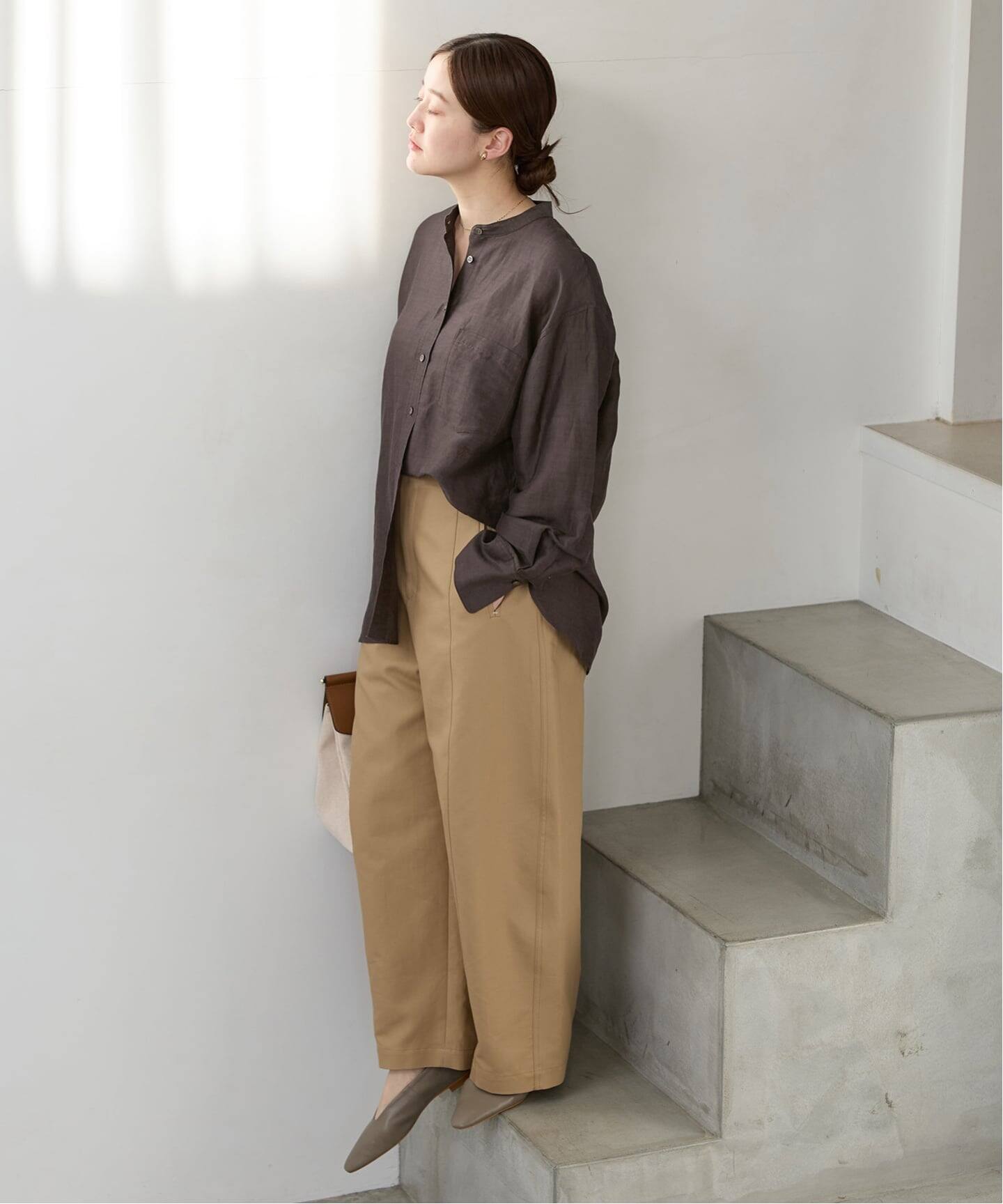 一部カラーWEB限定》ラミーリヨセルバンドカラーシャツ（シャツ