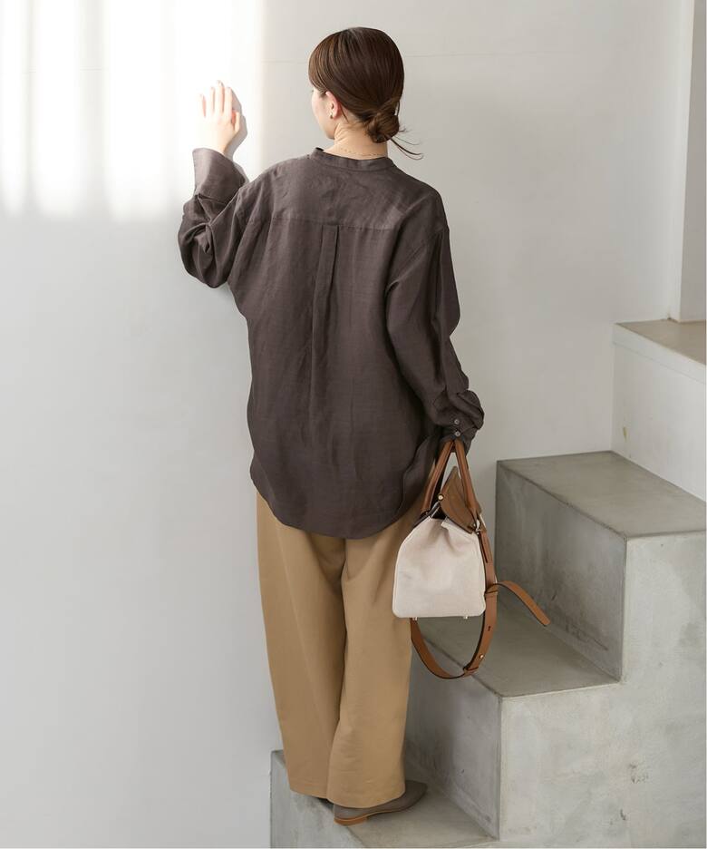 一部カラーWEB限定》ラミーリヨセルバンドカラーシャツ（シャツ 