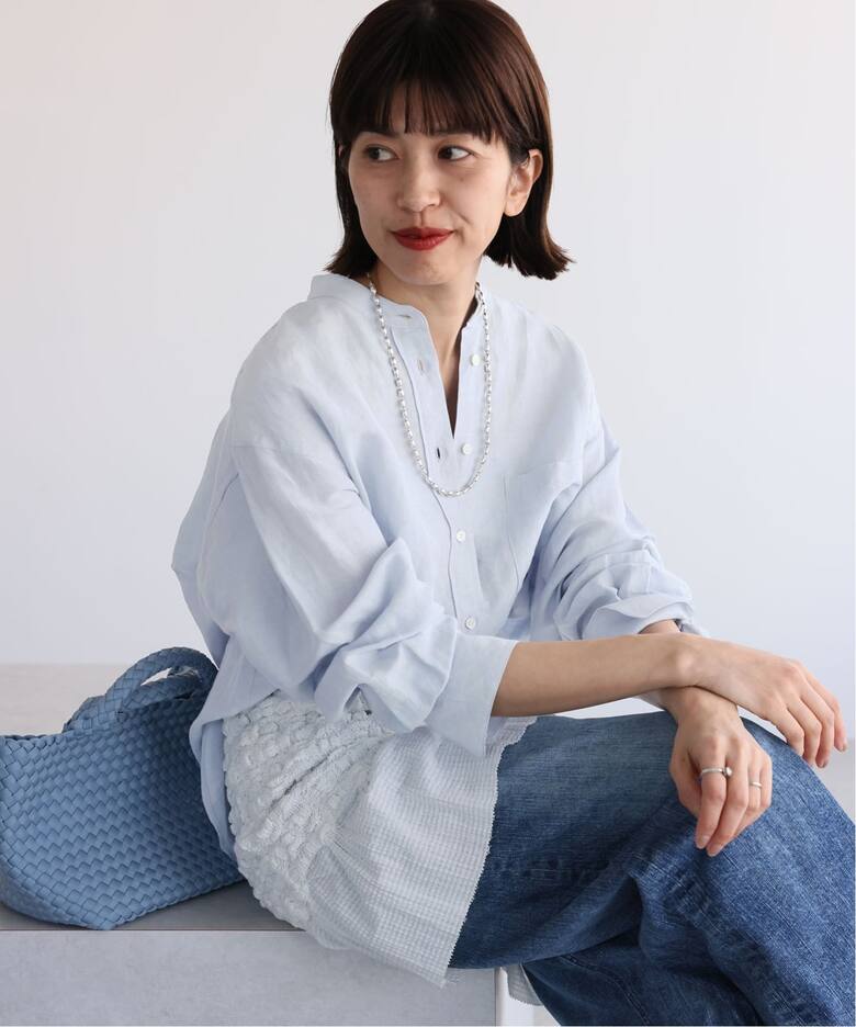 一部カラーWEB限定》ラミーリヨセルバンドカラーシャツ（シャツ 