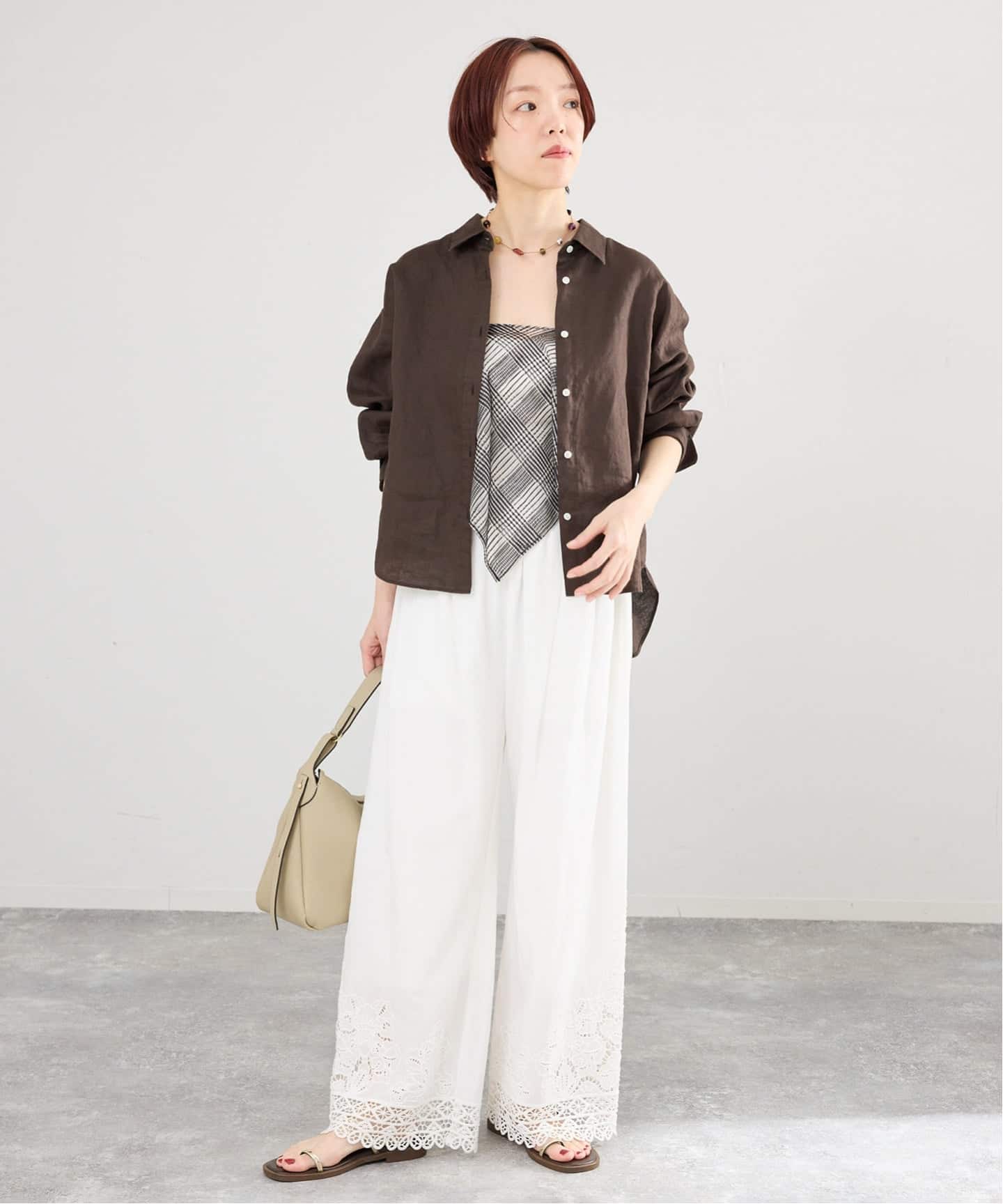 IENA 新品 ブラウス  2020ss 完売 ナチュラル 洗濯機洗い可》IENA LA BOUCLE コットンサテンシャツ（シャツ/ブラウス