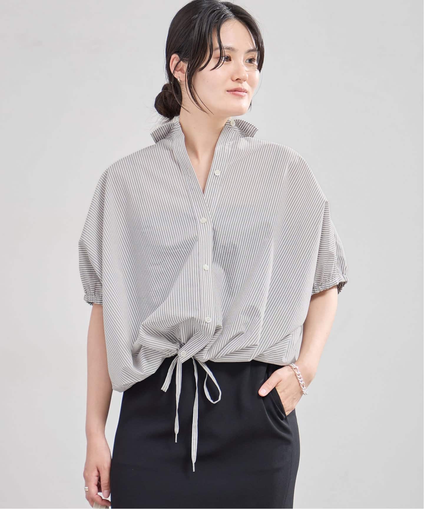 ストライプ ドロスト BOXYシャツ（シャツ／ブラウス）｜IENA（イエナ