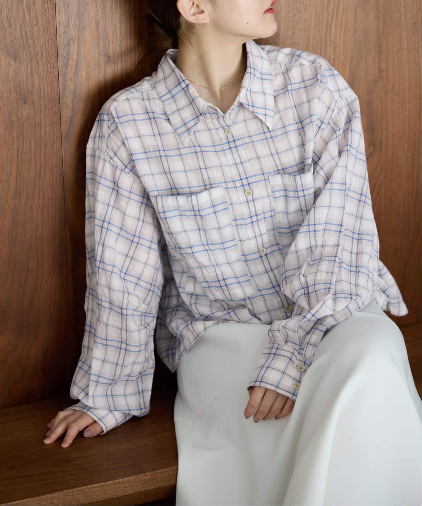 追加予約》シャーリングチェックショートシャツ（シャツ／ブラウス