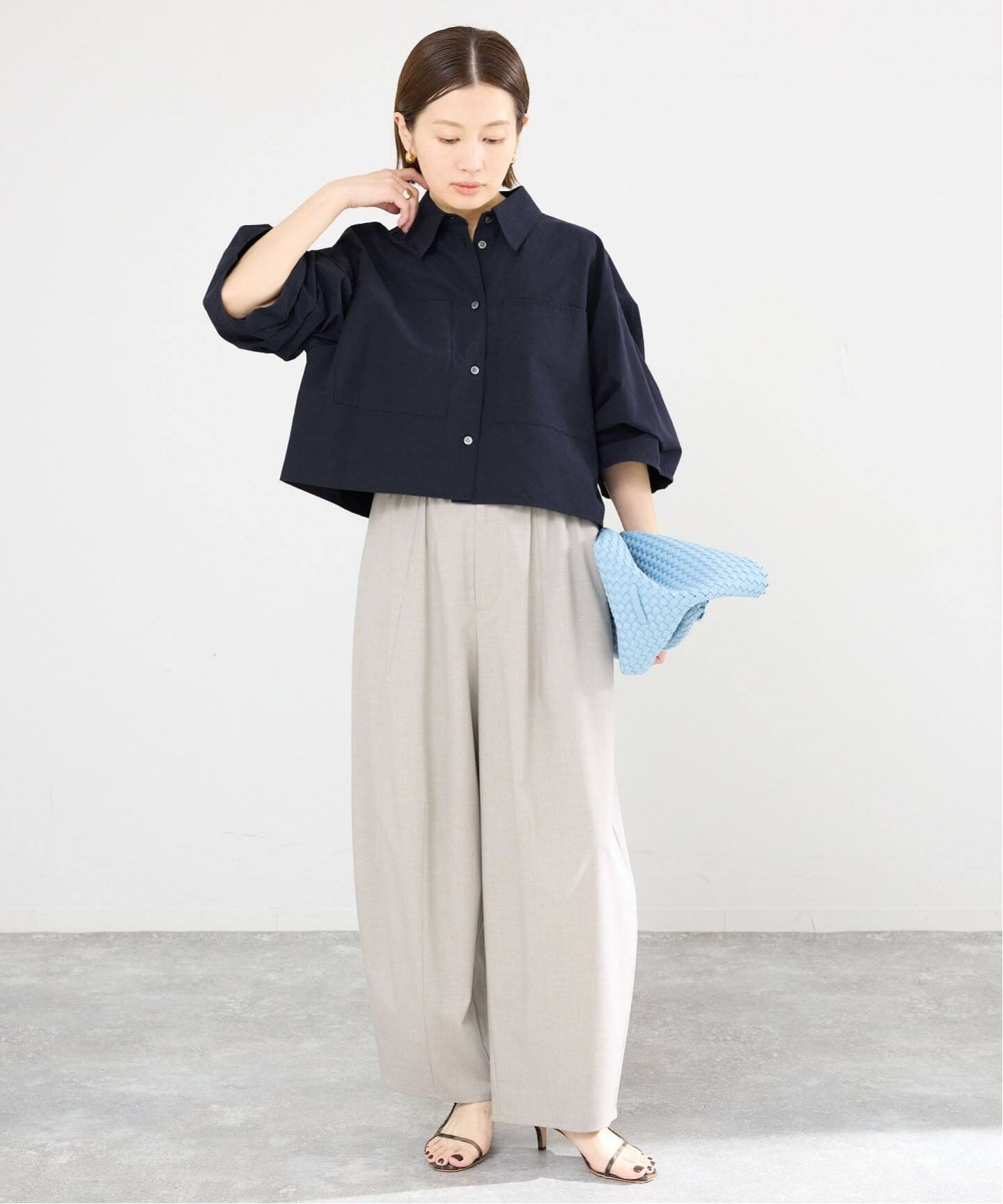 nagonstans COウォッシュド タイプライター クロップド シャツ