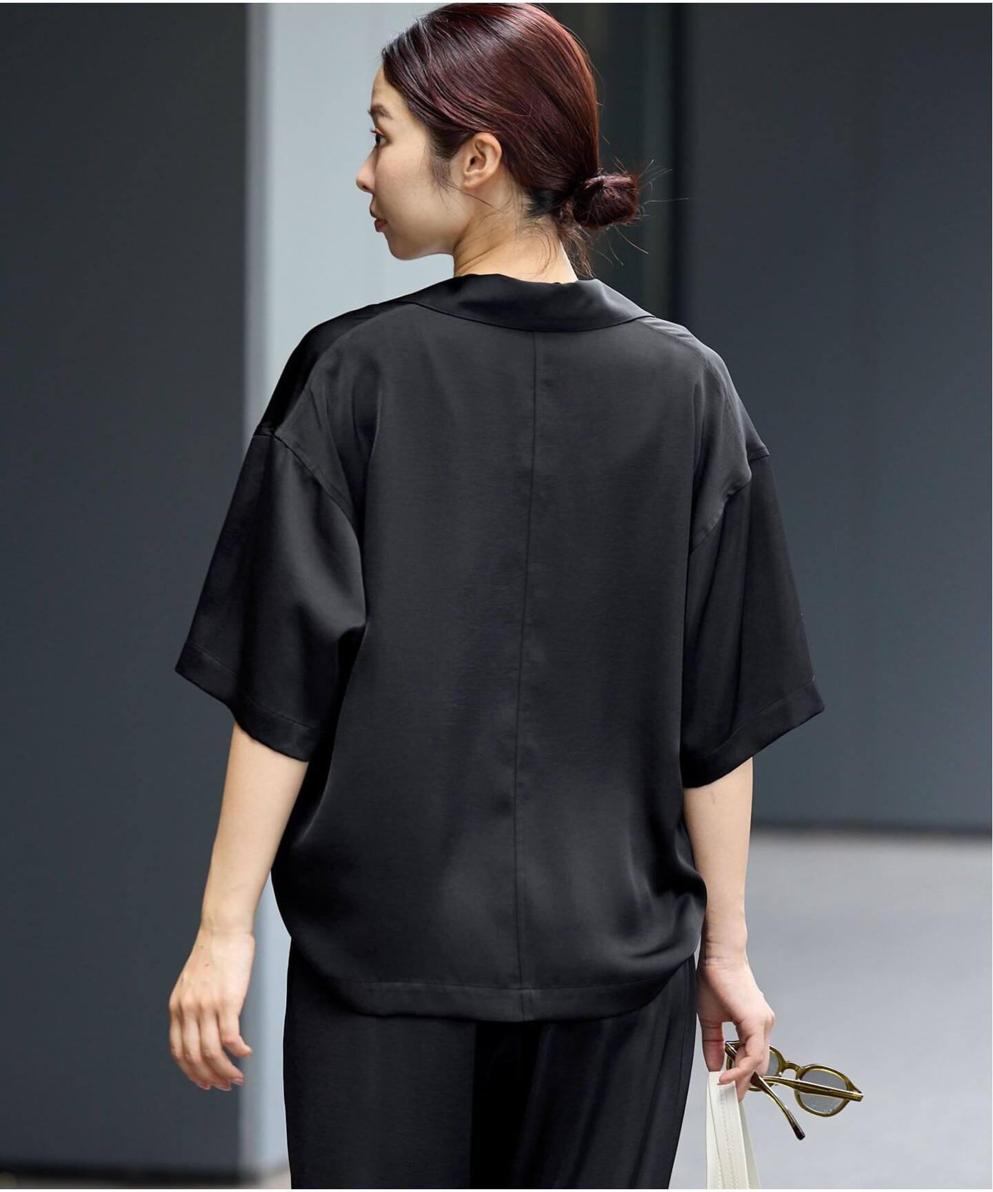 IENA♡サテンプリントシャツ IENA LA BOUCLE サテン半袖シャツ 