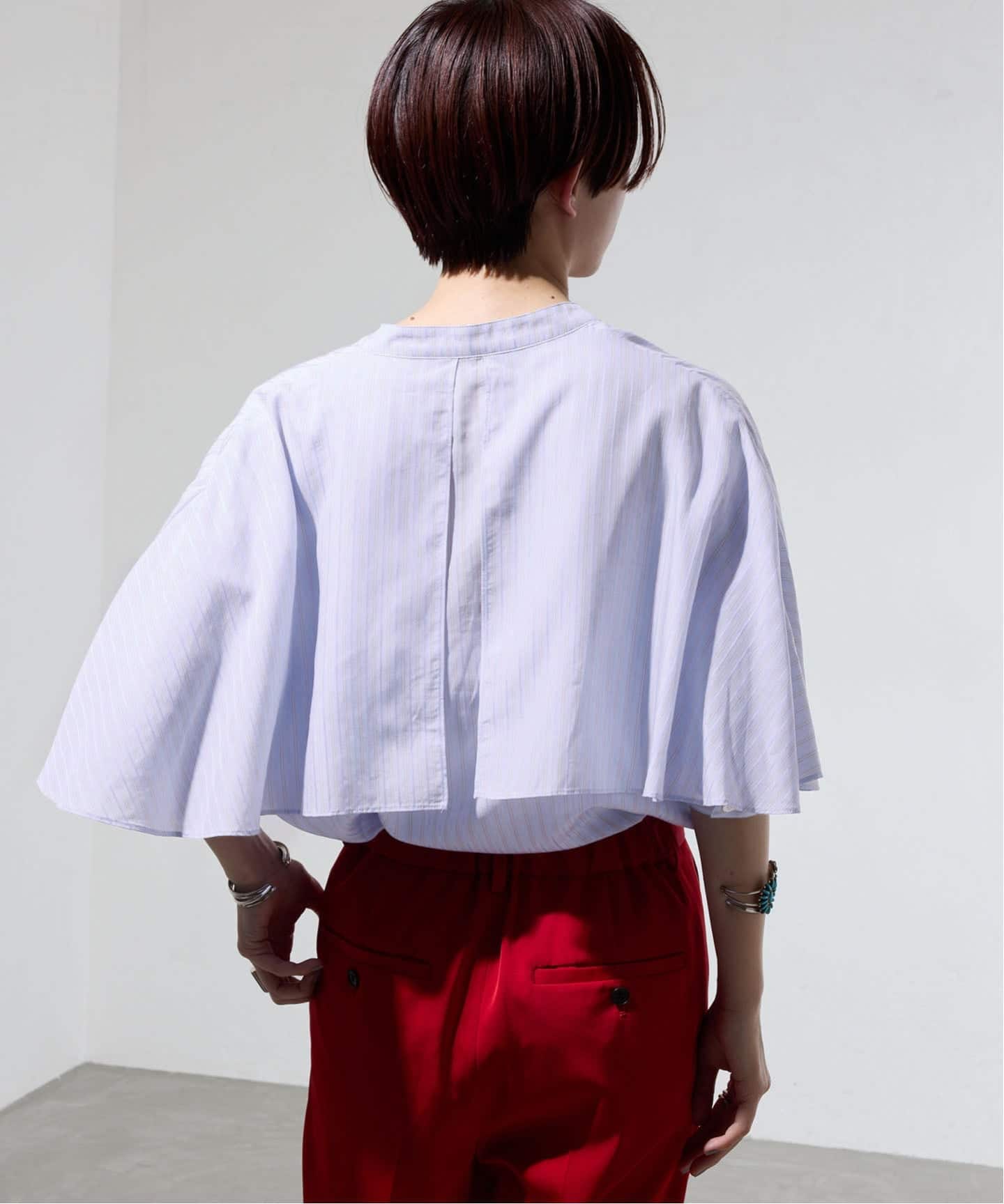 一部店舗限定》ストライプケープシャツ（シャツ／ブラウス）｜IENA