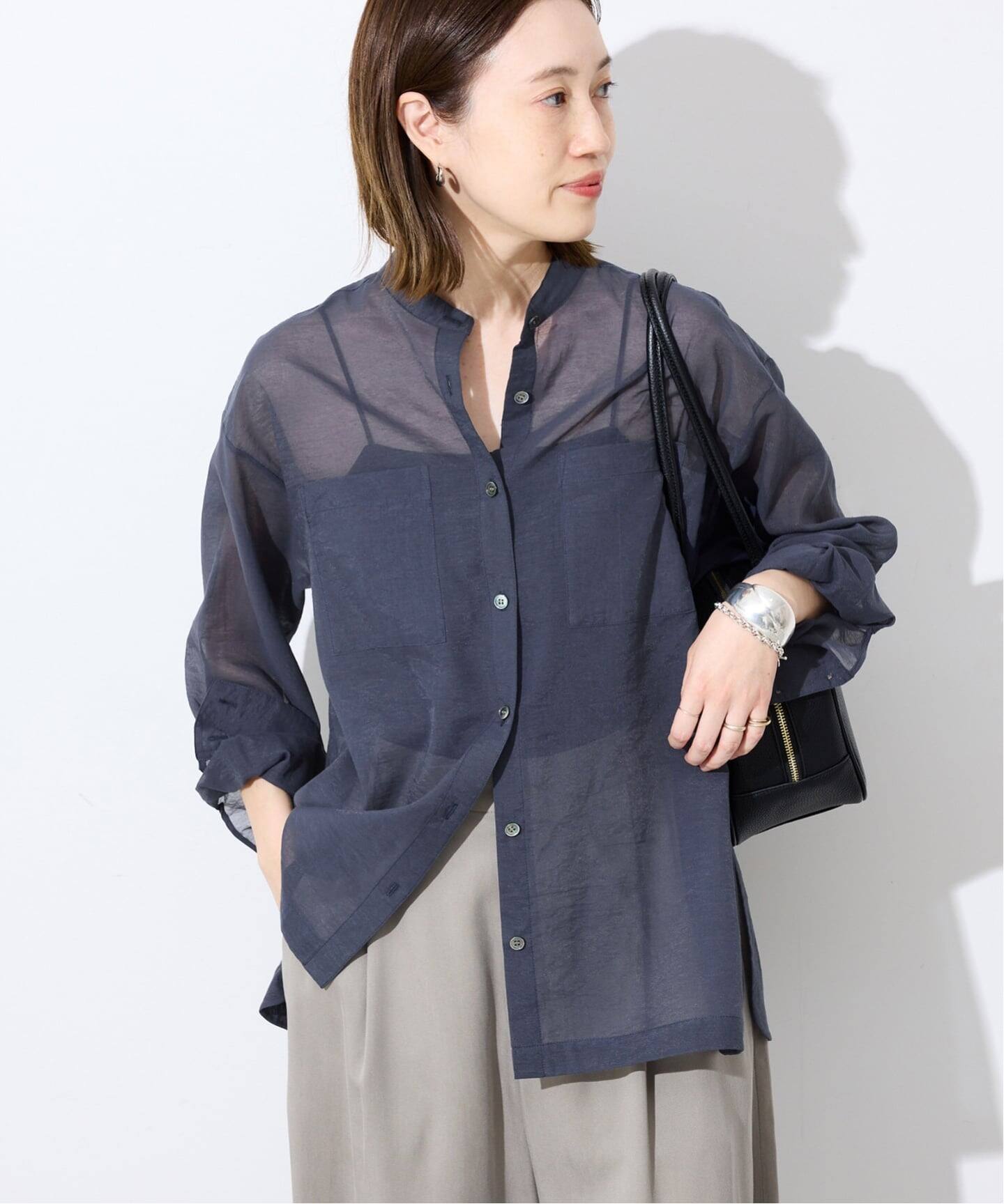 新品タグ付き♦︎ SLOBE IENA ベーシックバンドカラーシャツ シアーバンドカラーシャツ（シャツ／ブラウス）｜SLOBE IENA（スローブ