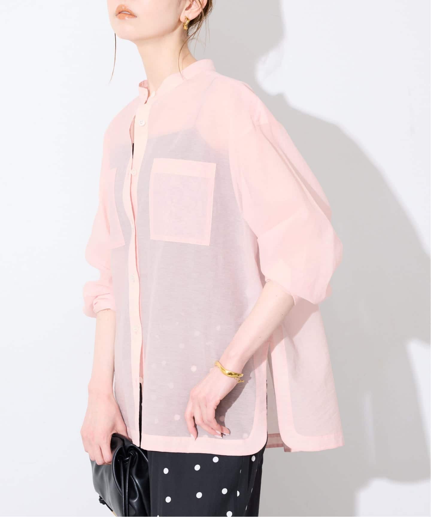 IENA チュールレースバンドカラーシャツ38サイズ　元値20900円 IENA イエナ チュールレース バンドカラーシャツ アイボリー 38 M