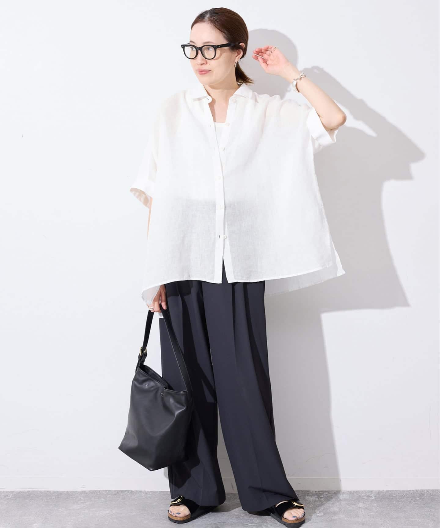 追加/シリーズあり》リネンコットンBOXシャツ（シャツ／ブラウス