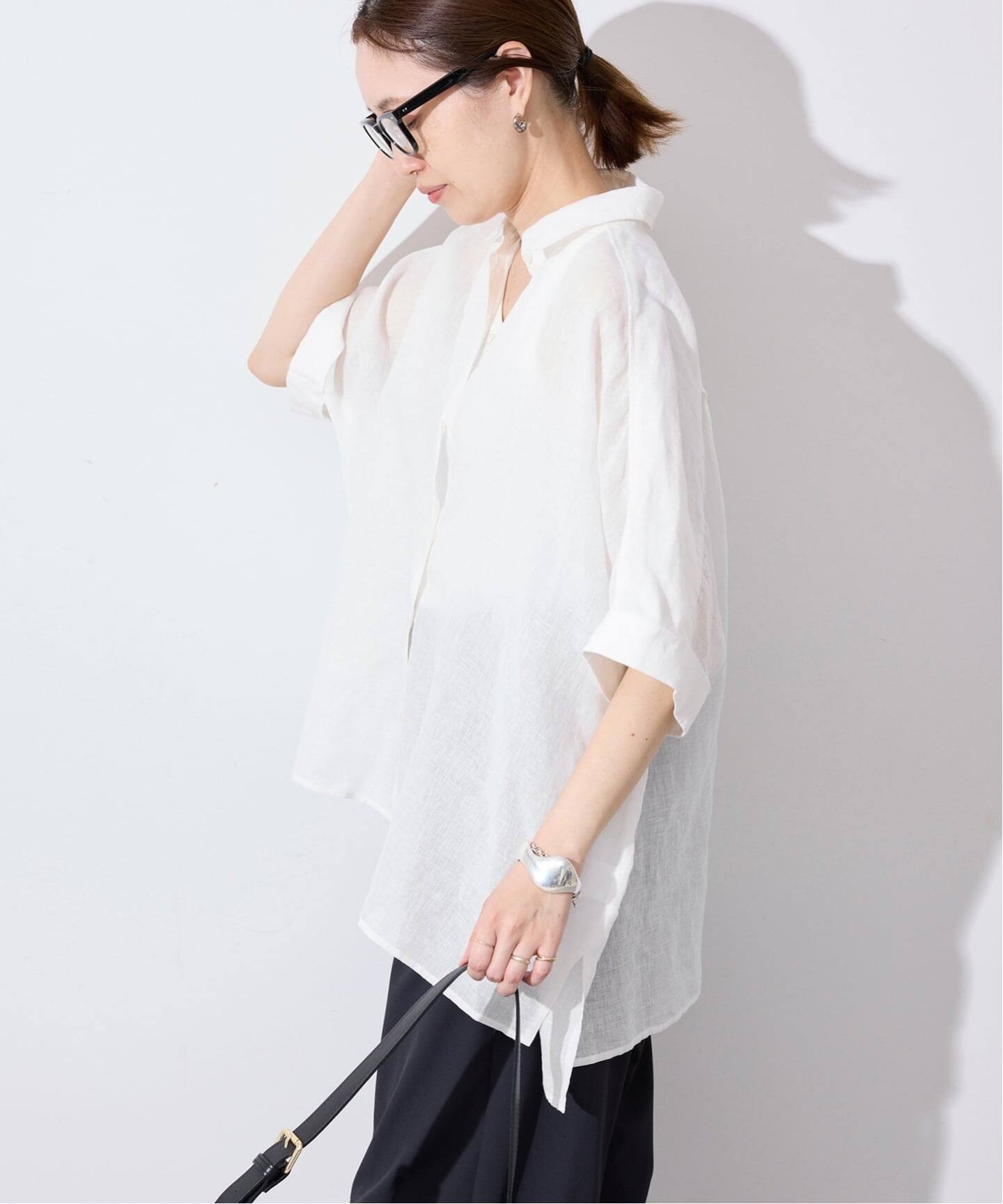 追加/シリーズあり》リネンコットンBOXシャツ（シャツ／ブラウス