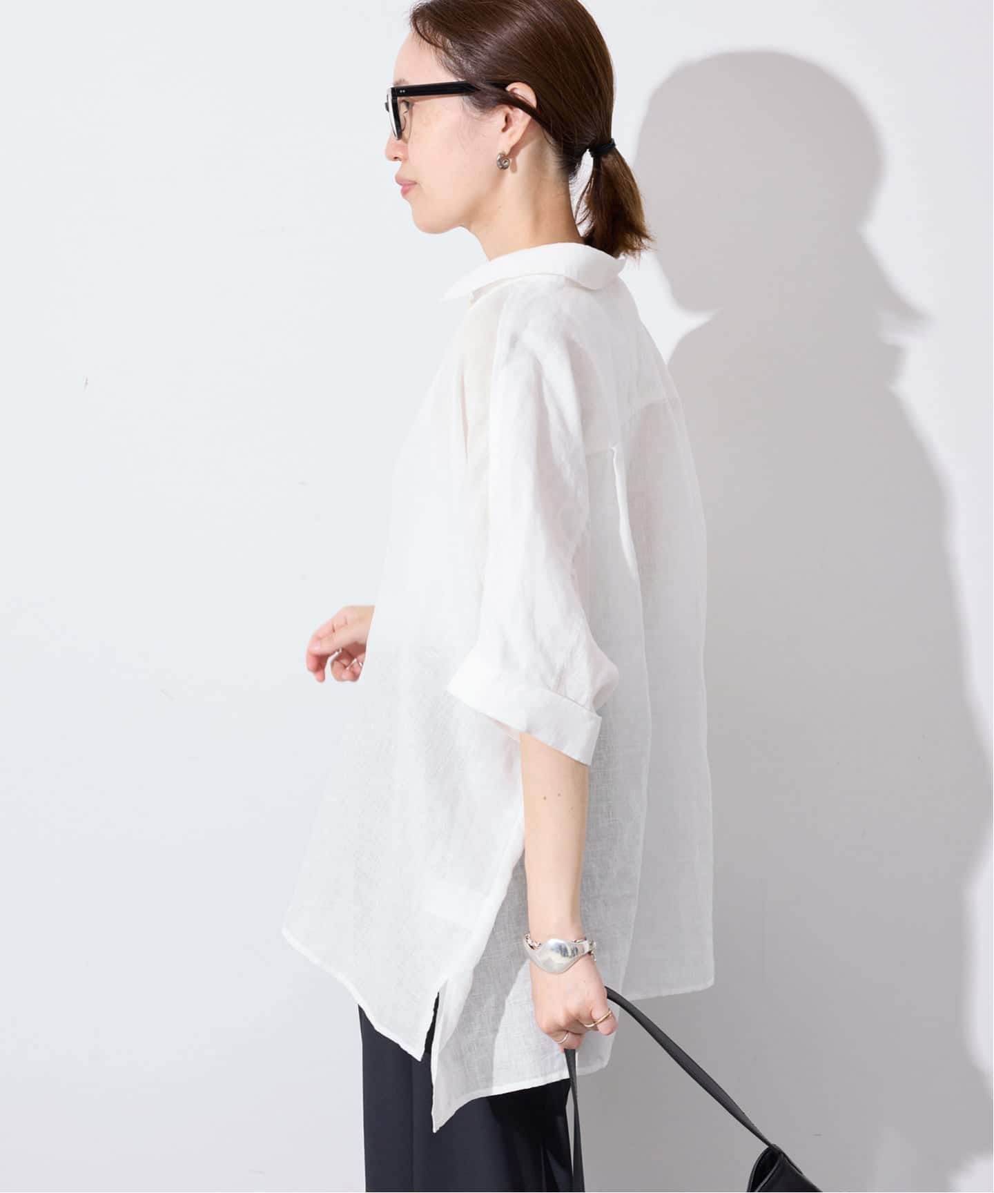 追加/シリーズあり》リネンコットンBOXシャツ（シャツ／ブラウス