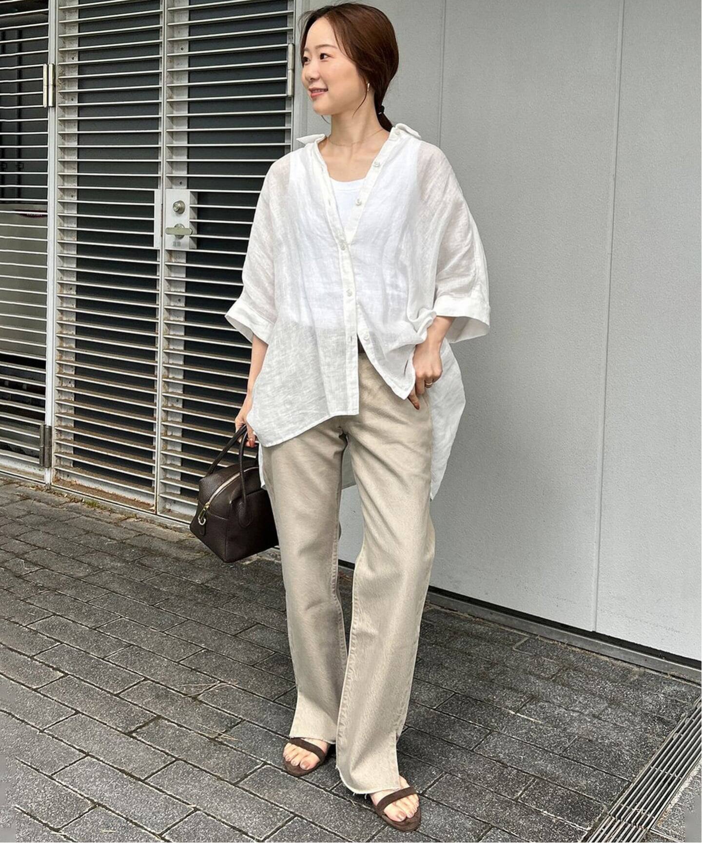 追加/シリーズあり》リネンコットンBOXシャツ（シャツ／ブラウス