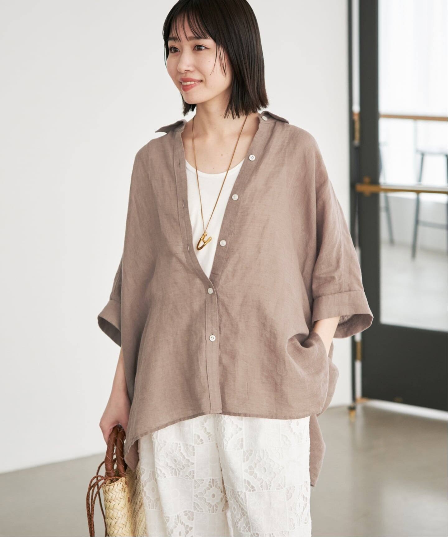 追加/シリーズあり》リネンコットンBOXシャツ（シャツ／ブラウス 