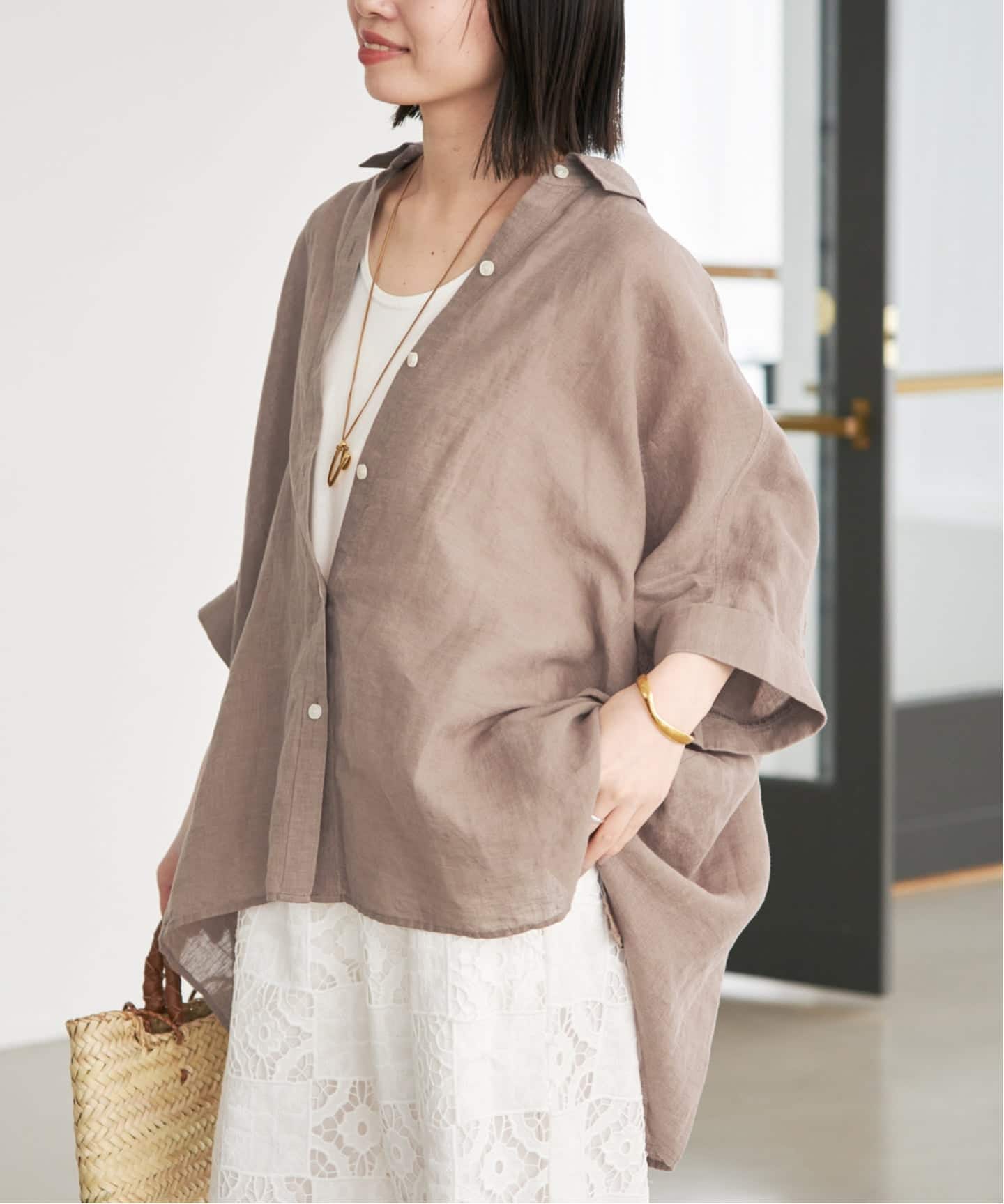 追加/シリーズあり》リネンコットンBOXシャツ（シャツ／ブラウス