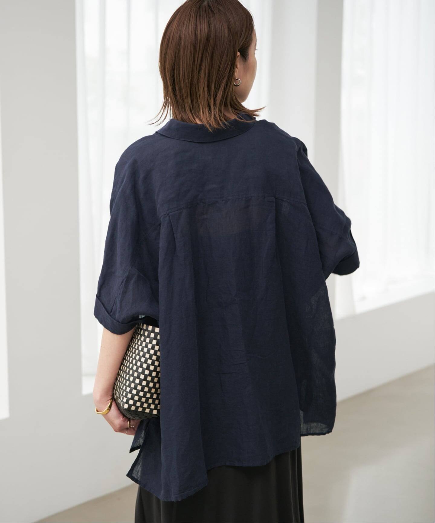 追加/シリーズあり》リネンコットンBOXシャツ（シャツ／ブラウス