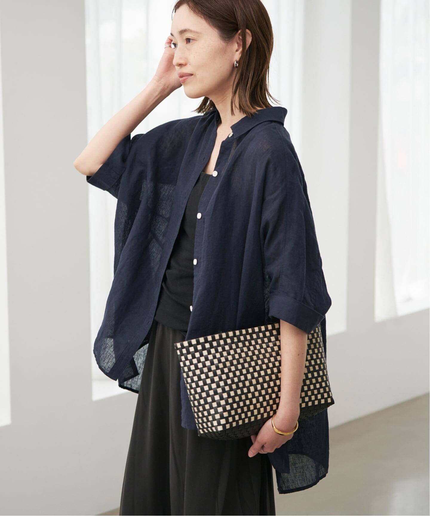 追加/シリーズあり》リネンコットンBOXシャツ（シャツ／ブラウス 