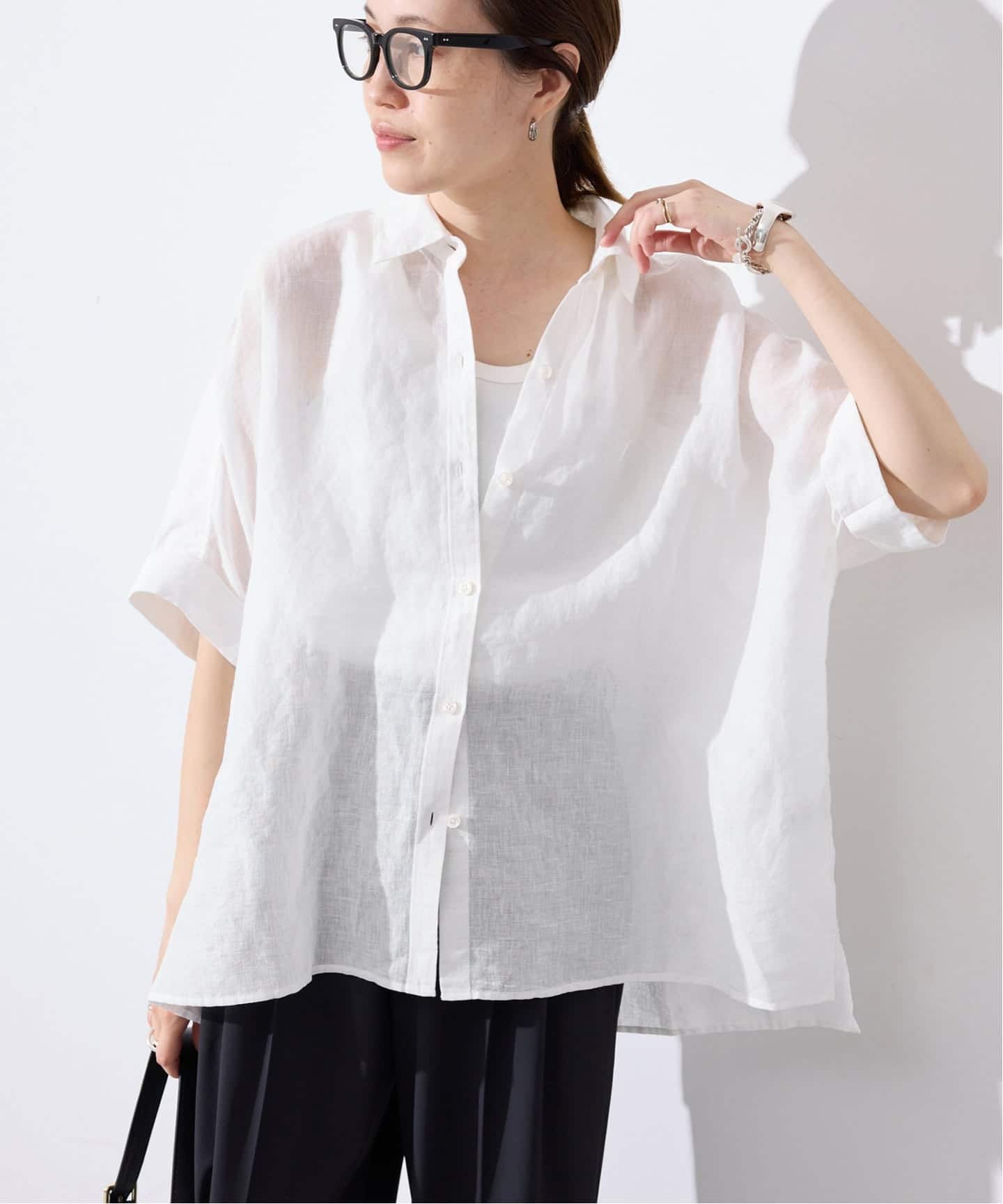 シリーズあり》リネンコットンBOXシャツ（シャツ／ブラウス）｜SLOBE