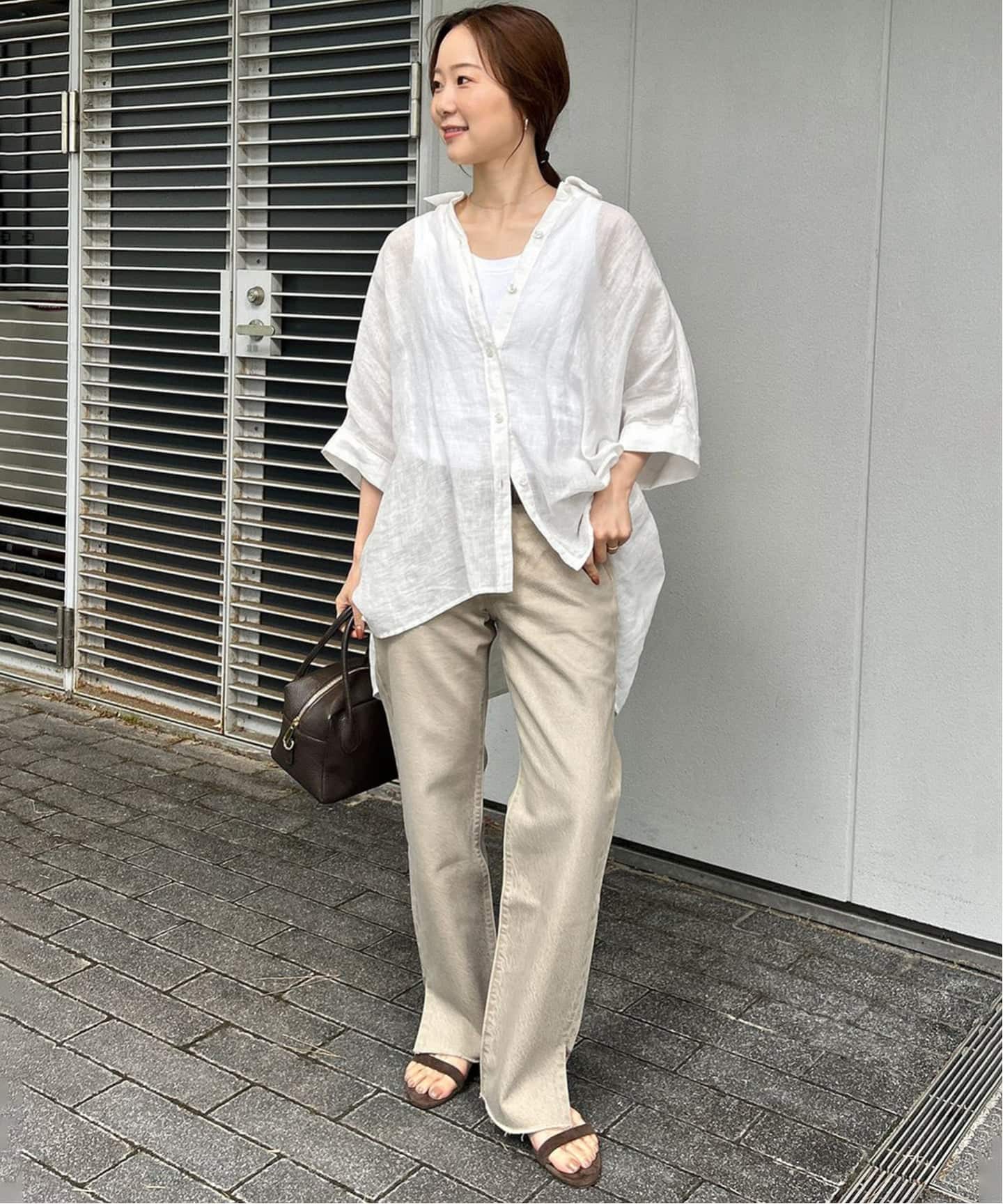シリーズあり》リネンコットンBOXシャツ（シャツ／ブラウス）｜SLOBE