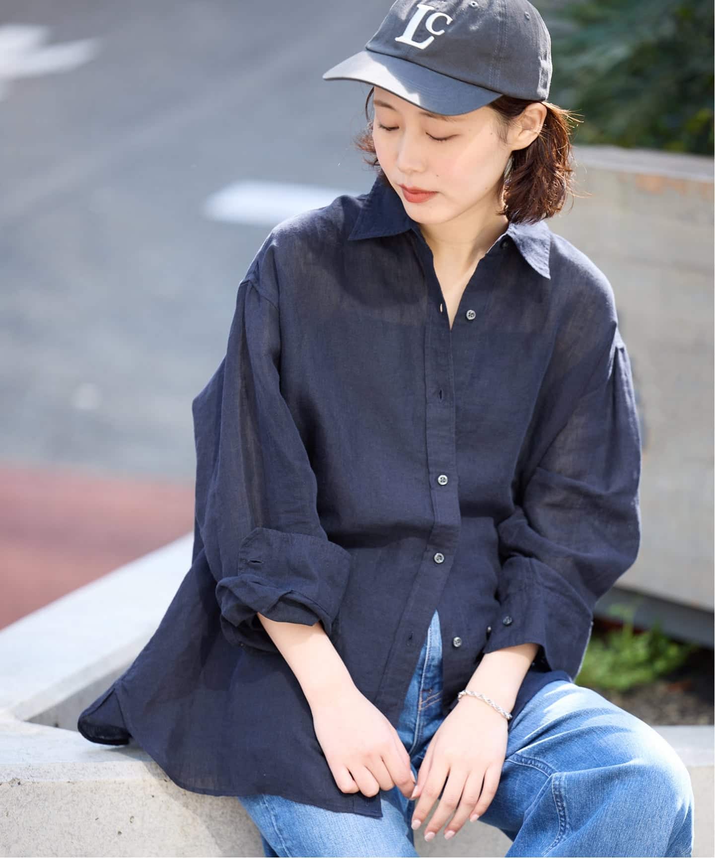 追加》リネンコットンカシュクールシャツ（シャツ／ブラウス）｜SLOBE