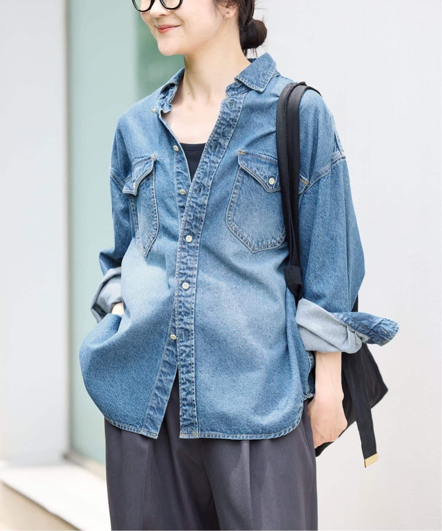 WEB限定/追加4》LE DENIM BDUデニムシャツ（シャツ／ブラウス）｜SLOBE
