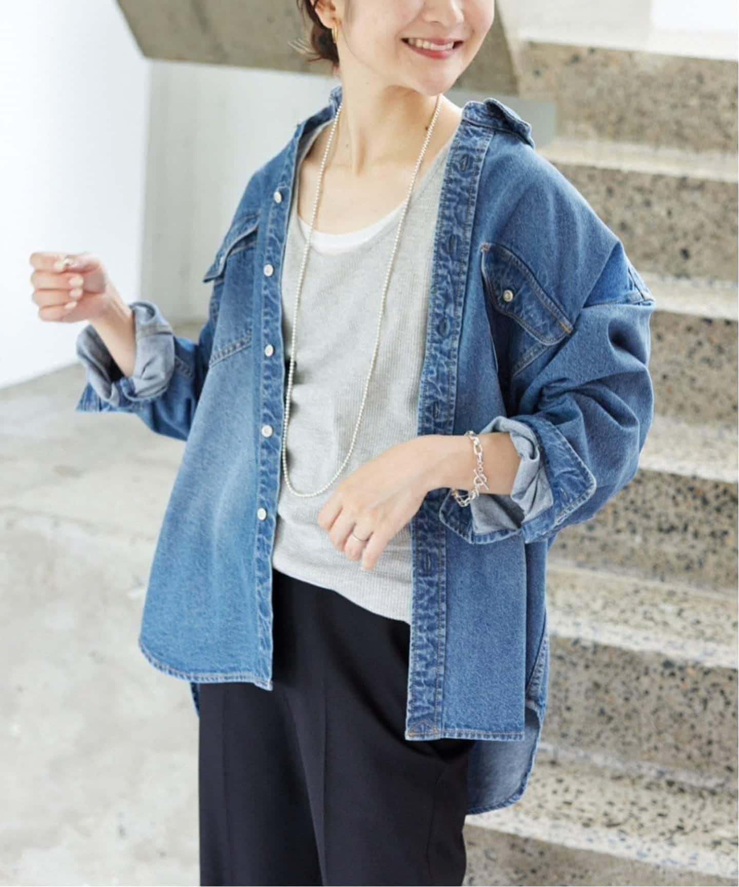 WEB限定/追加4》LE DENIM BDUデニムシャツ（シャツ／ブラウス）｜SLOBE