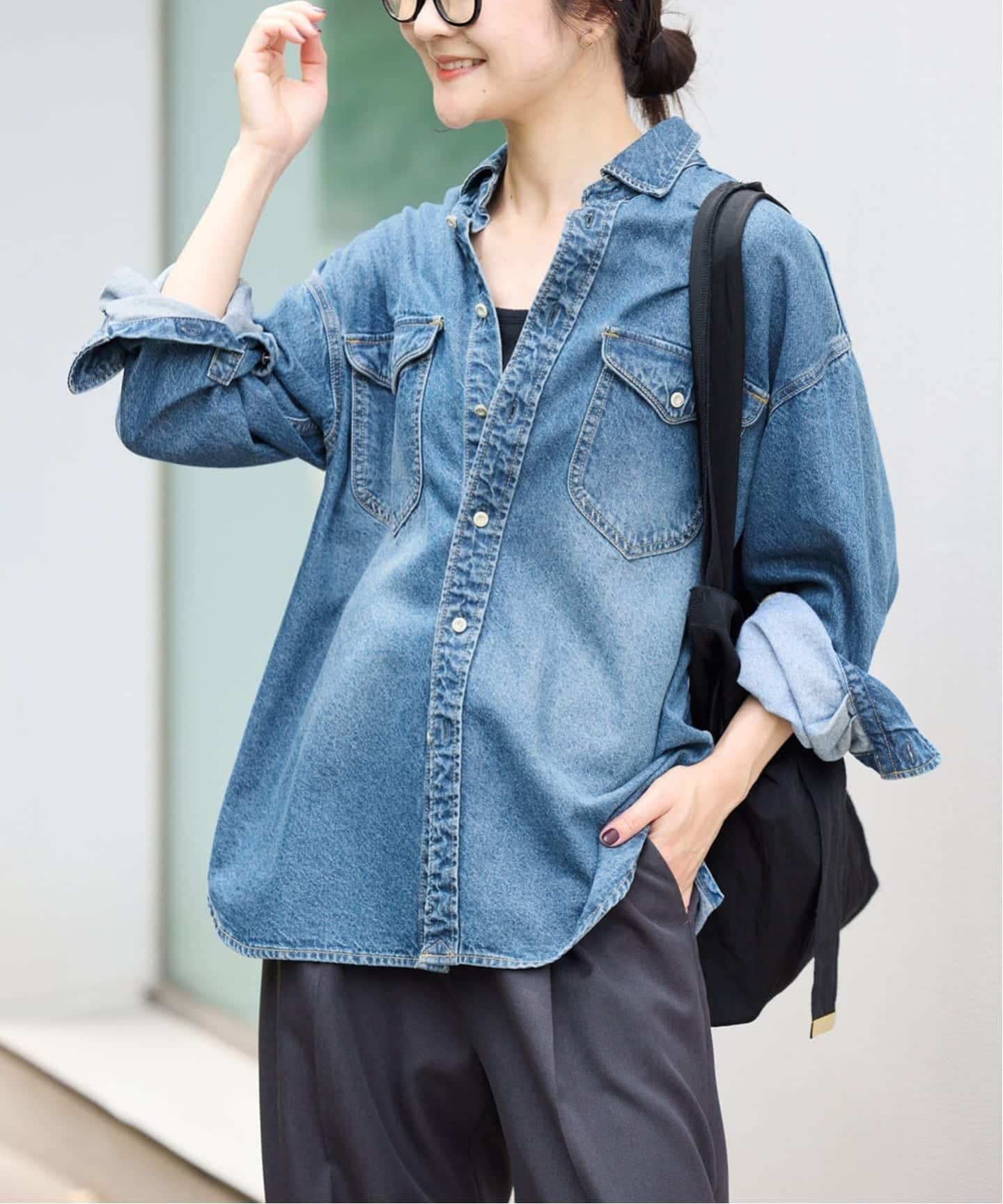 WEB限定/追加》LE DENIM BDUデニムシャツ（シャツ／ブラウス）｜SLOBE