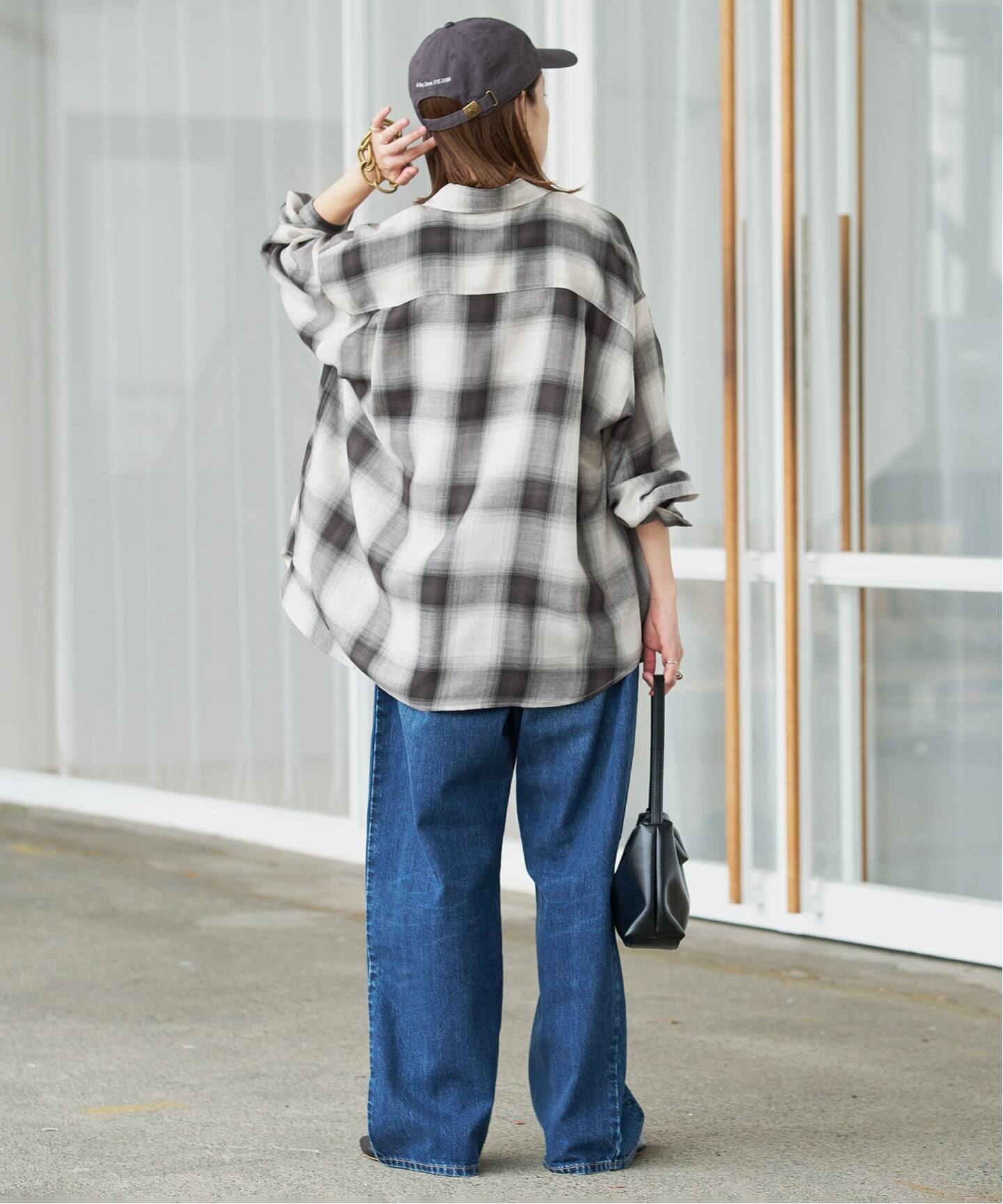 SLOBE IENA ビエラチェックルーズシャツ　ネイビー WEB限定カラーあり/追加》ビエラチェックルーズシャツ（シャツ