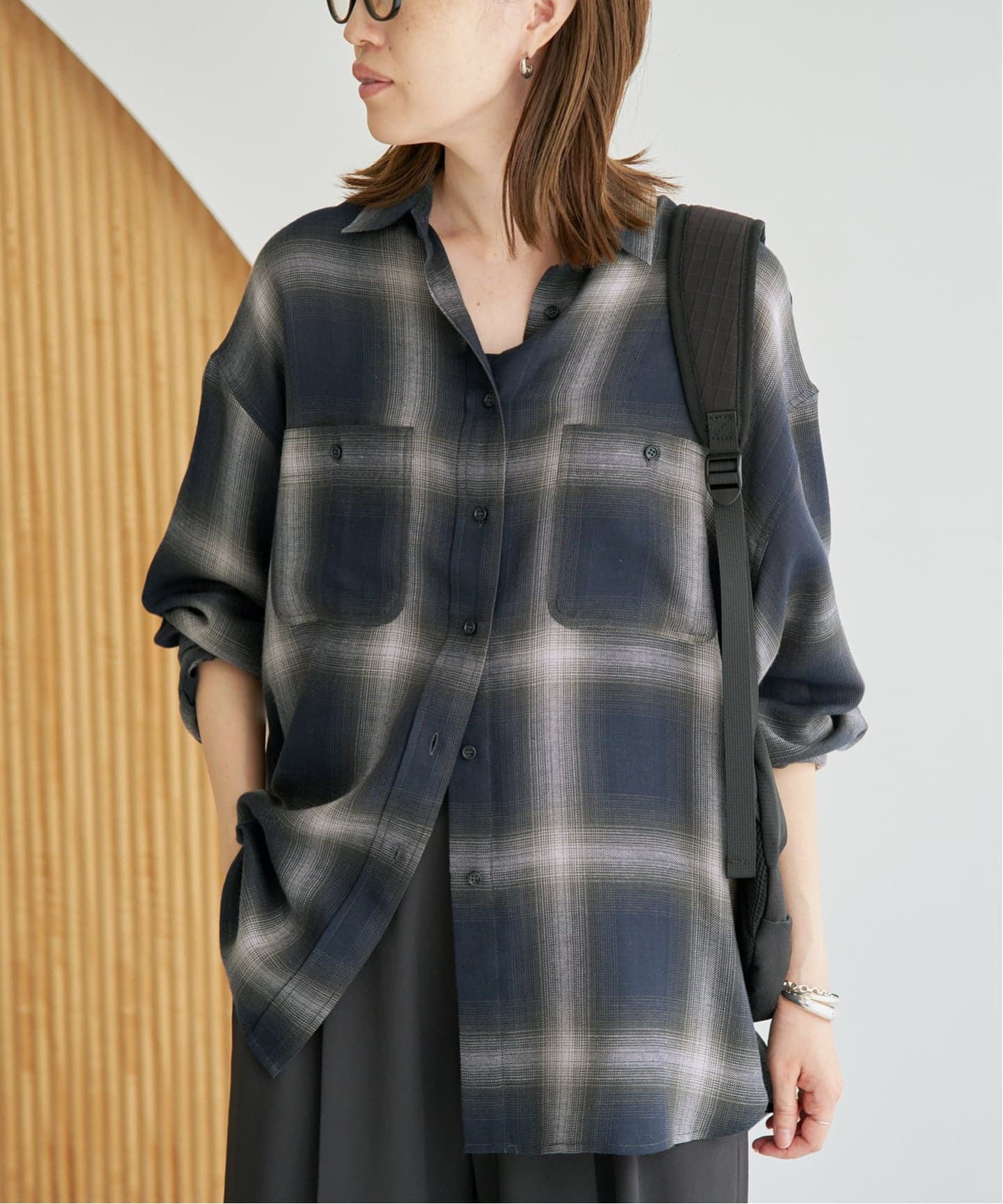 【未使用品】SLOBE IENA⭐︎ビエラチェックルーズシャツ WEB限定カラーあり/追加2》ビエラチェックルーズシャツ（シャツ