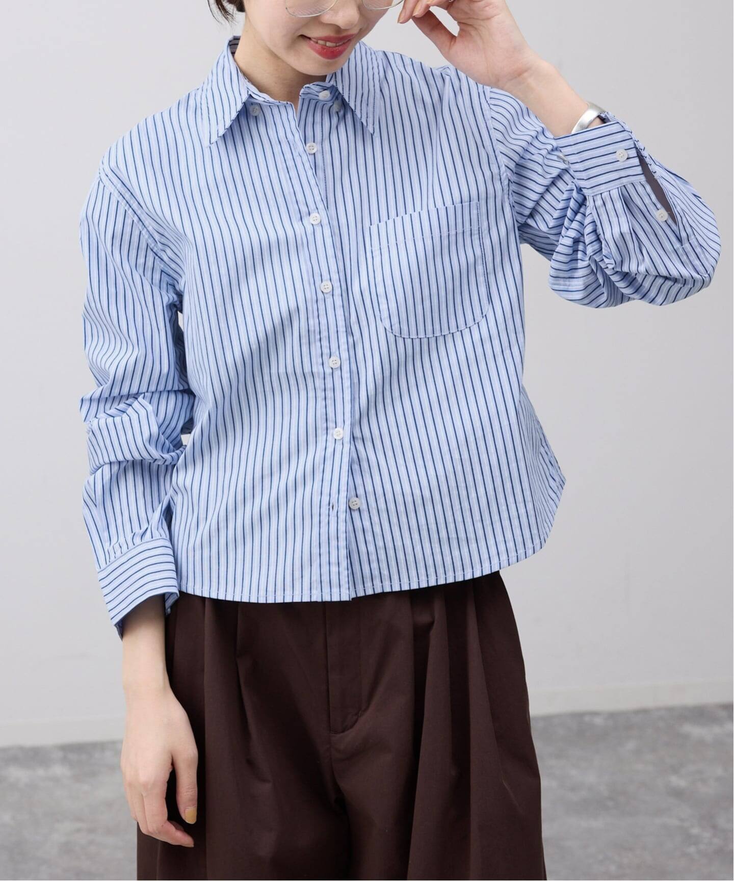 SLOBE IENA 今期新作GREEN BUTTER ストライプコットンシャツ GREEN BUTTER/グリーンバター Stripe Cotton Shirt（シャツ／ブラウス