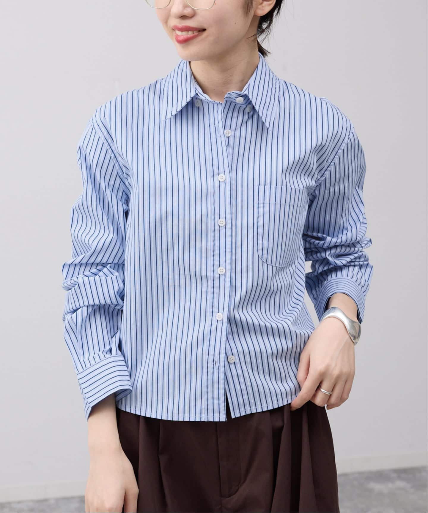 SLOBE IENA 今期新作GREEN BUTTER ストライプコットンシャツ GREEN BUTTER/グリーンバター Stripe Cotton Shirt（シャツ／ブラウス