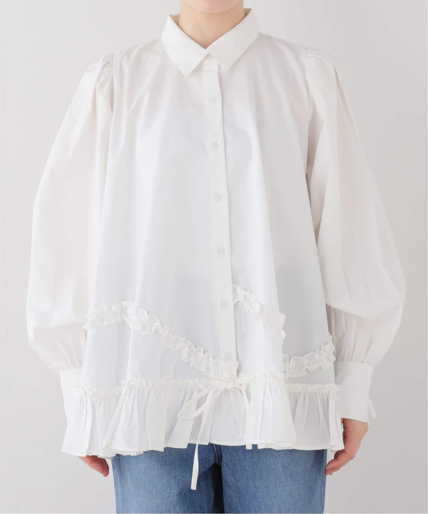 crinkle crinkle crinkle frill hem long sleeve shirts CC-4503