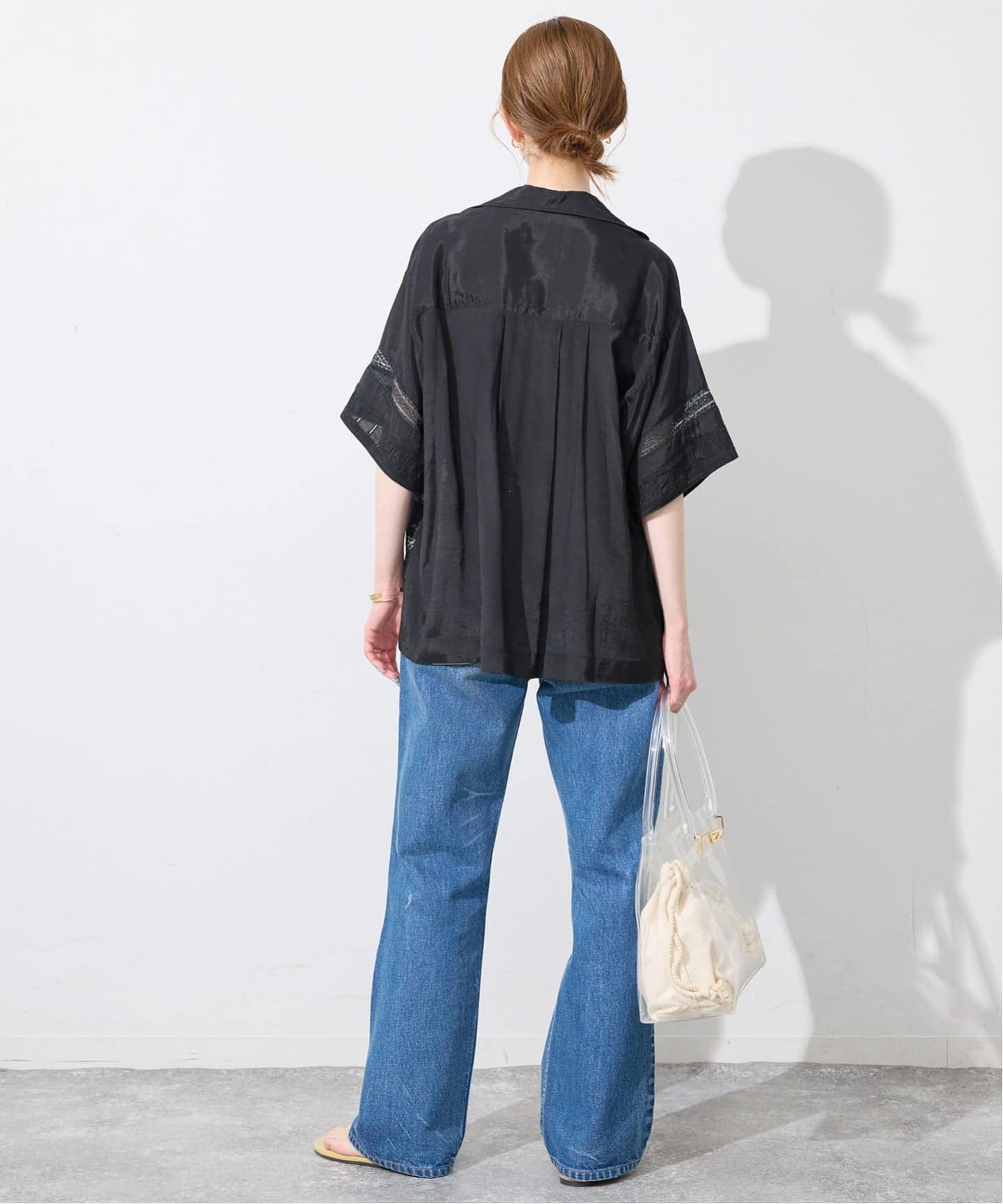 crinkle crinkle crinkle SLOBE別注 tuck lace open collar シャツ