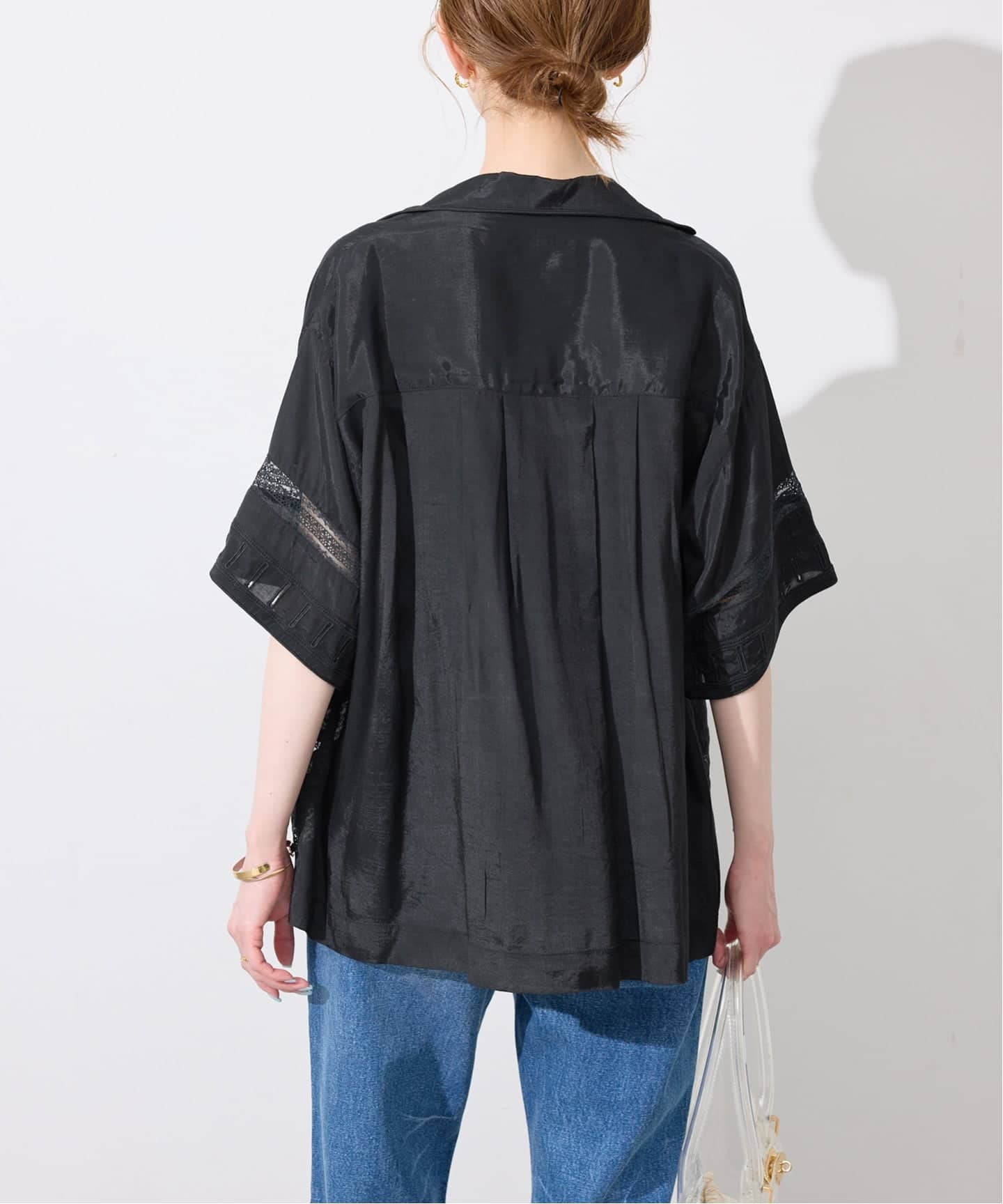 crinkle crinkle crinkle SLOBE別注 tuck lace open collar シャツ