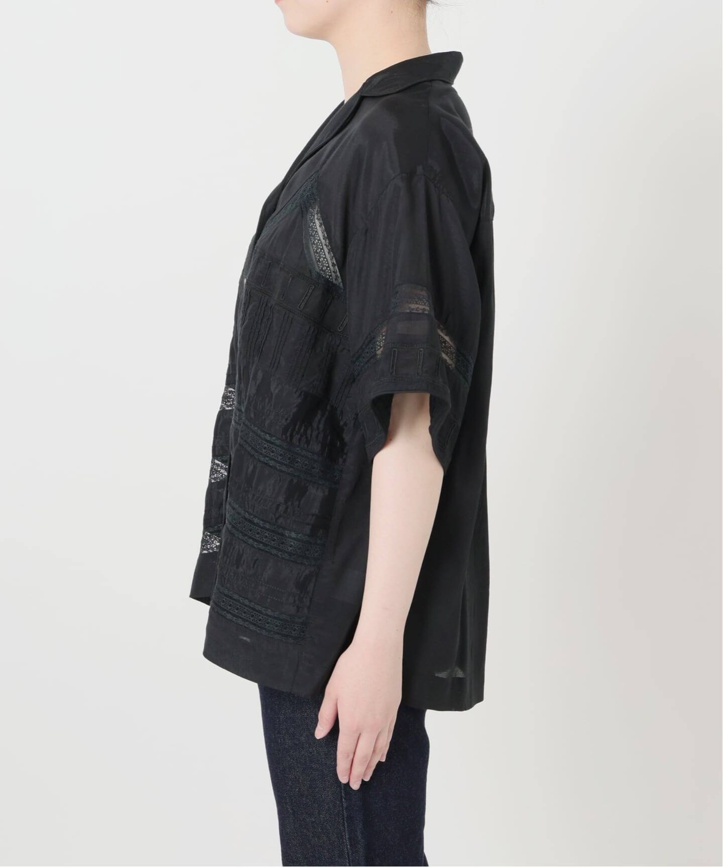 crinkle crinkle crinkle SLOBE別注 tuck lace open collar シャツ