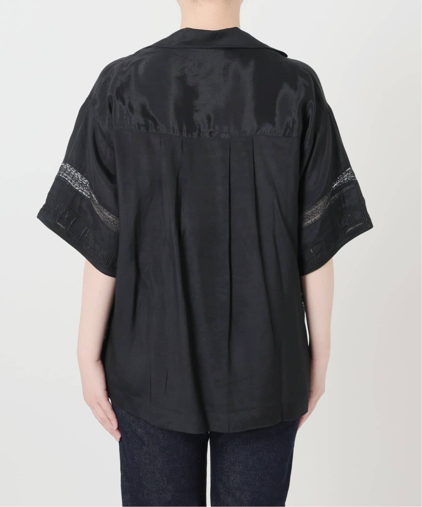 crinkle crinkle crinkle SLOBE別注 tuck lace open collar シャツ