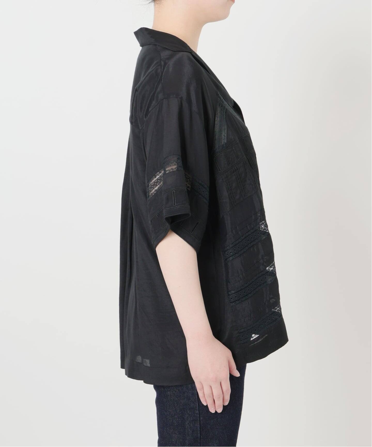 crinkle crinkle crinkle SLOBE別注 tuck lace open collar シャツ