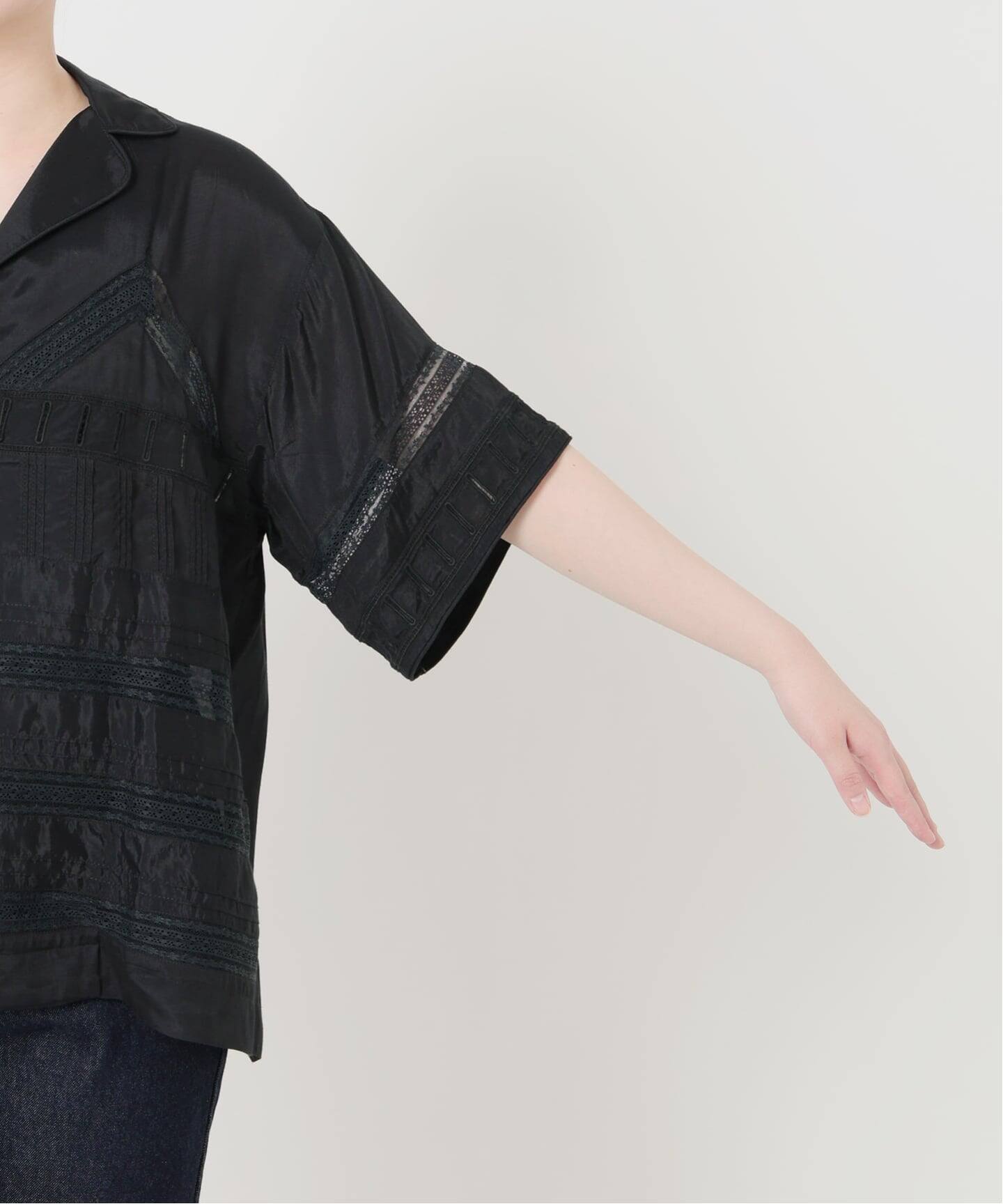 crinkle crinkle crinkle SLOBE別注 tuck lace open collar シャツ 