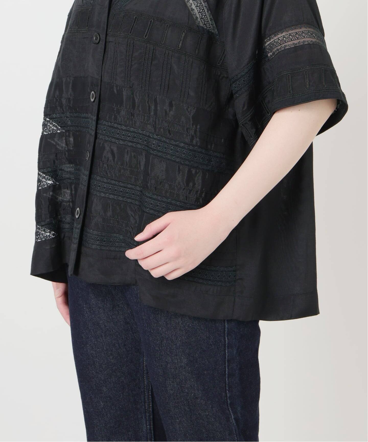 crinkle crinkle crinkle SLOBE別注 tuck lace open collar シャツ 