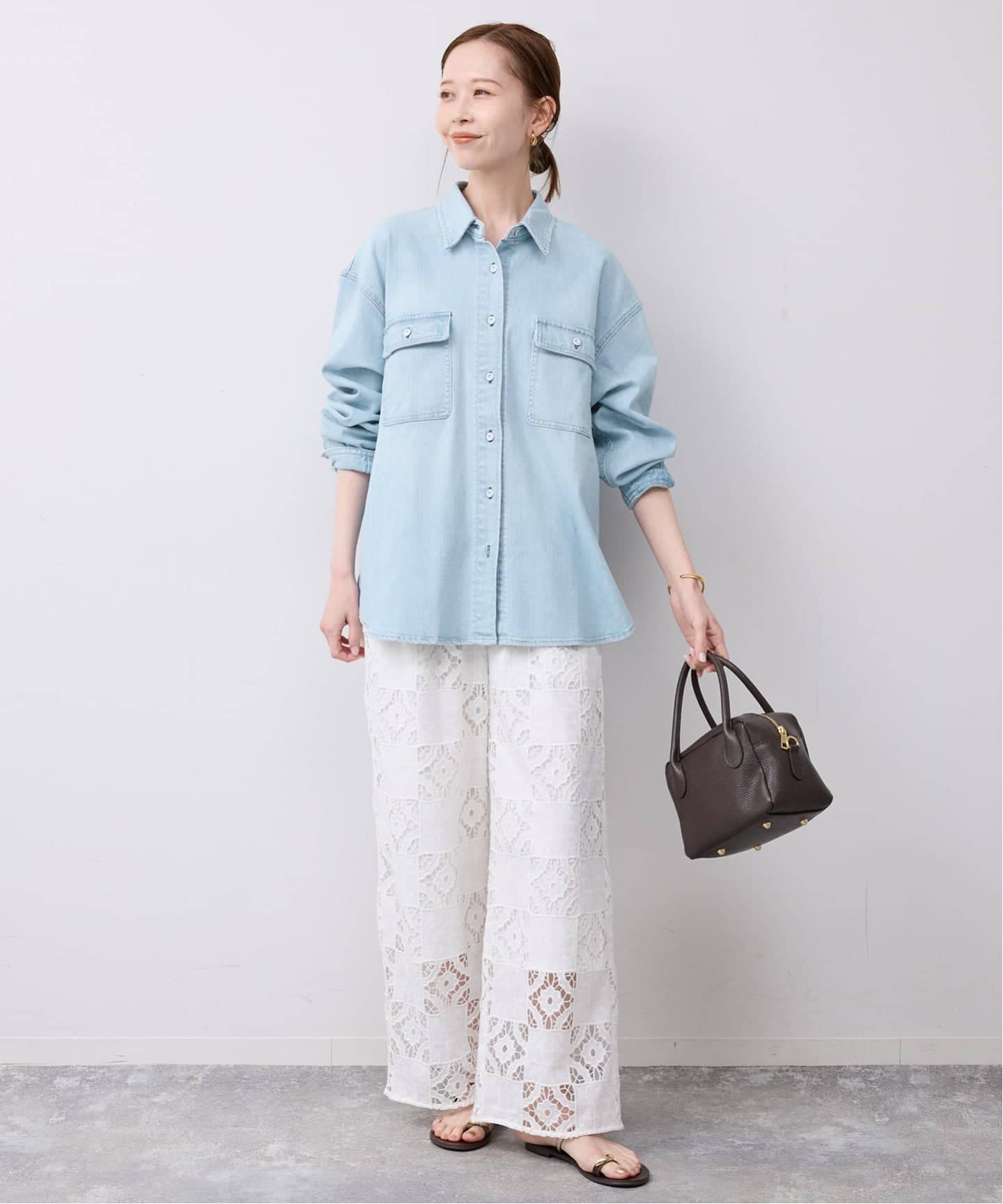 Healthy DENIM/ヘルシーデニム　SLOBE別注Almond ピンク セール】【Healthy denim/ヘルシーデニム 】Almondシャツ◇（シャツ