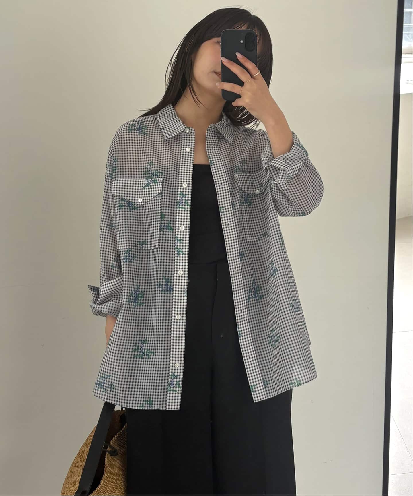 SLOBE IENA Margaux Dereume マルゴー シャツ ブルー Margaux Dereume × SLOBE cotton silk mix シャツ（シャツ／ブラウス
