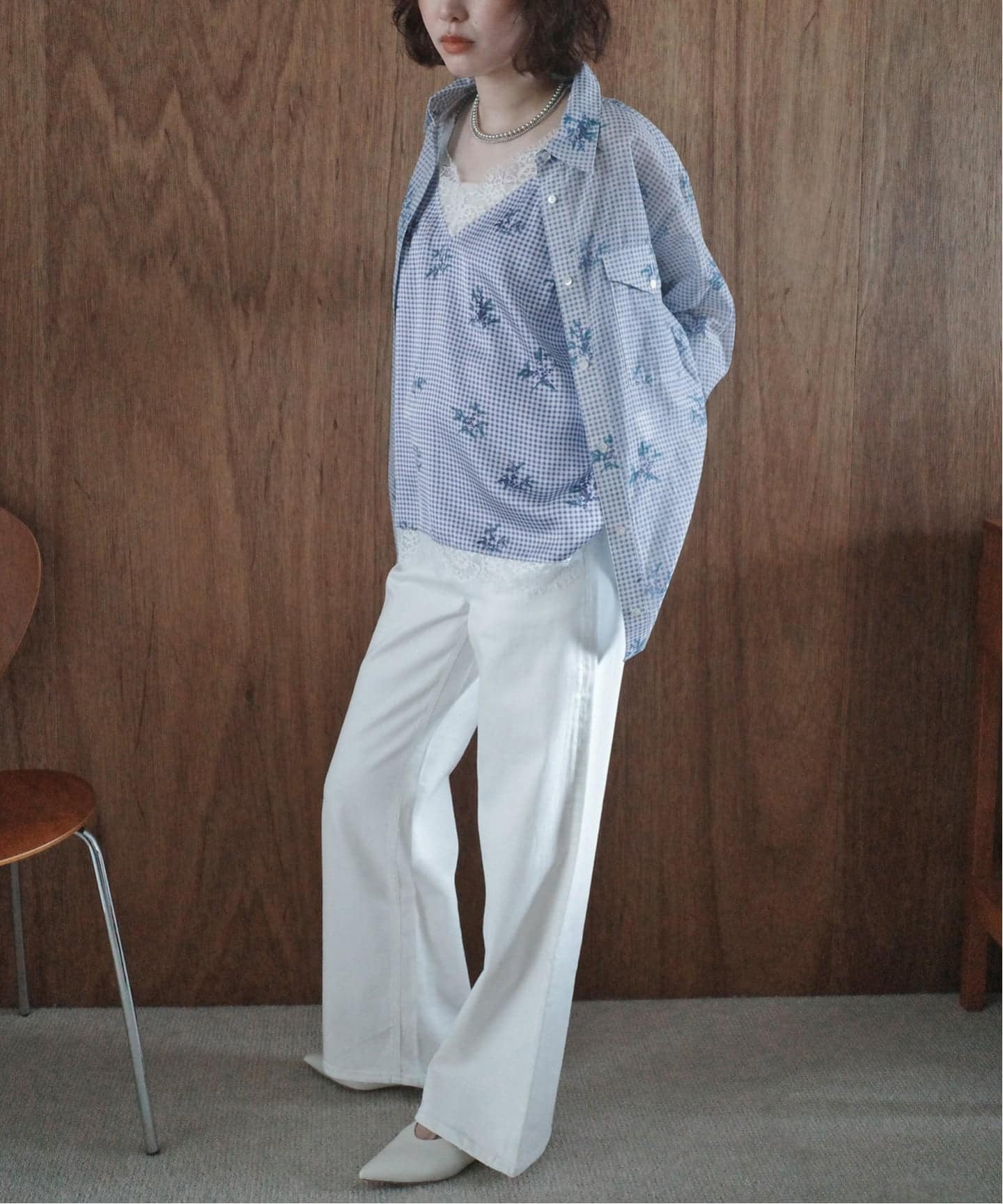 Margaux Dereume × SLOBE cotton silk mix シャツ（シャツ／ブラウス