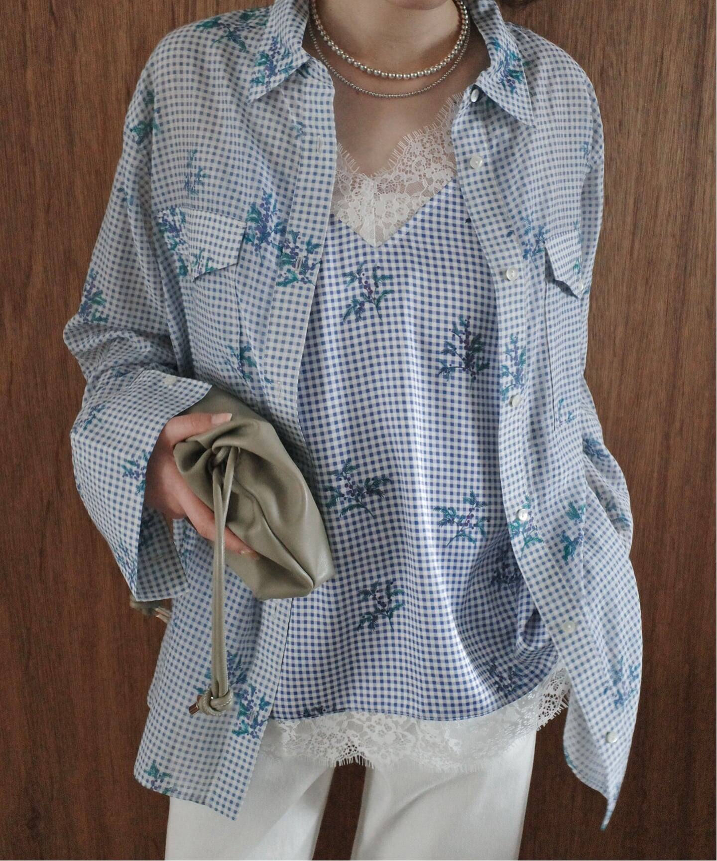Margaux Dereume × SLOBE cotton silk mix シャツ（シャツ／ブラウス 