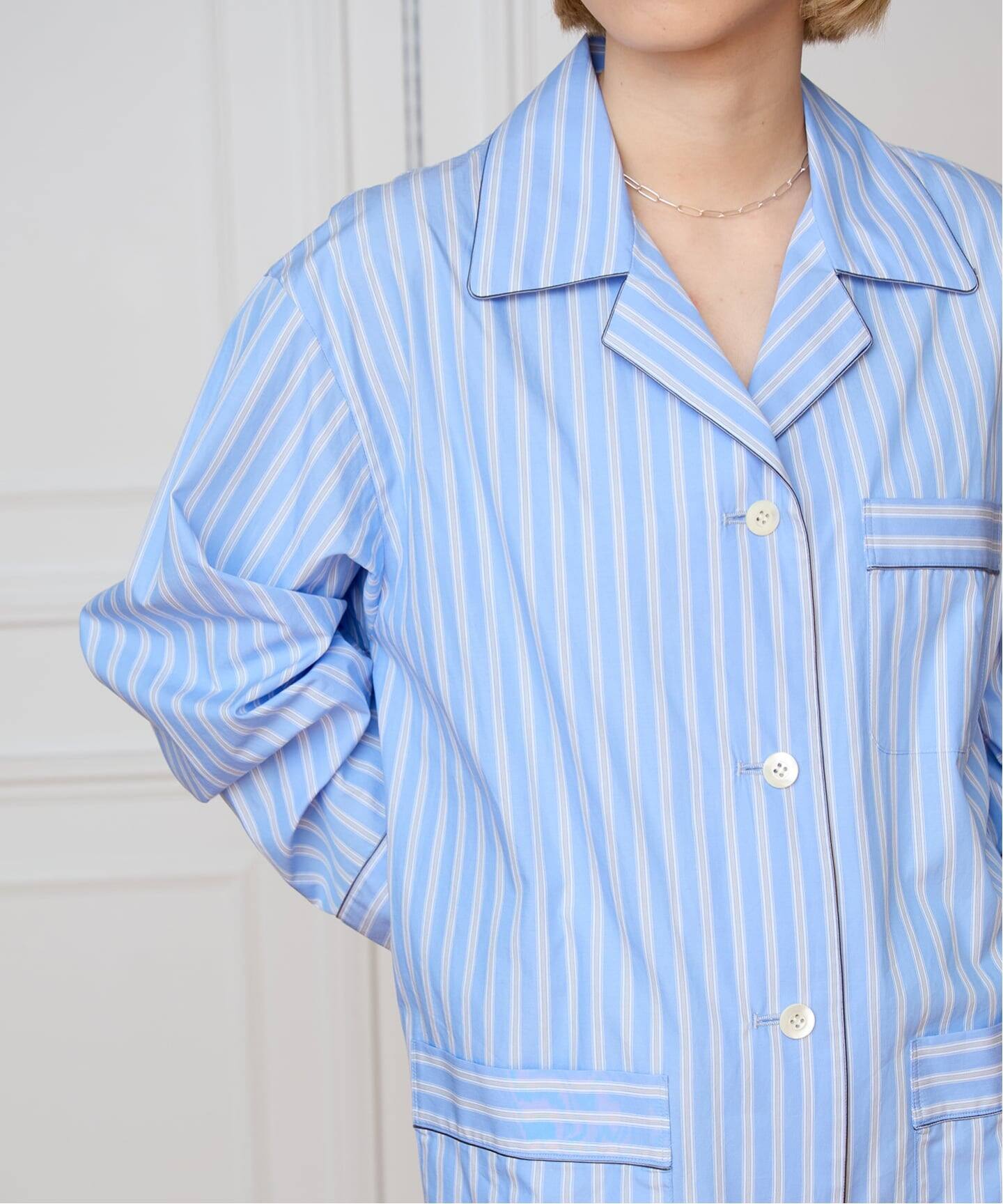 IENA LA BOUCLE コットンストライプスリーピーシャツ（シャツ