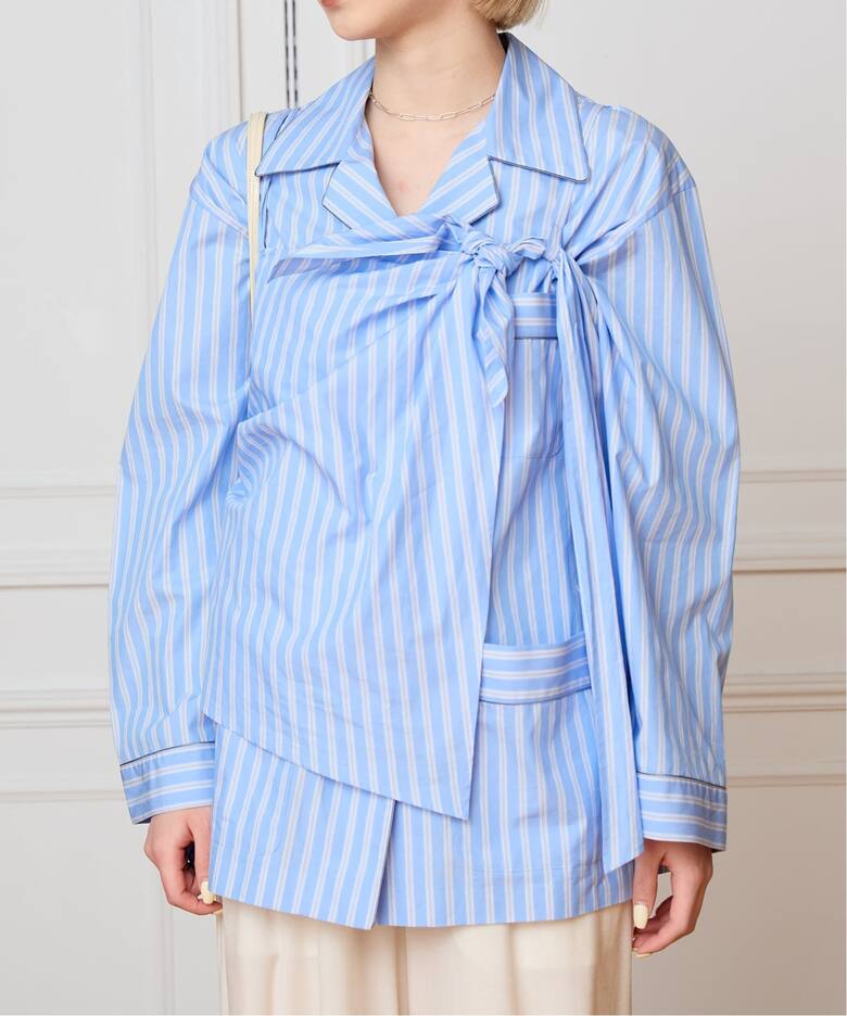 IENA LA BOUCLE コットンストライプスリーピーシャツ（シャツ 