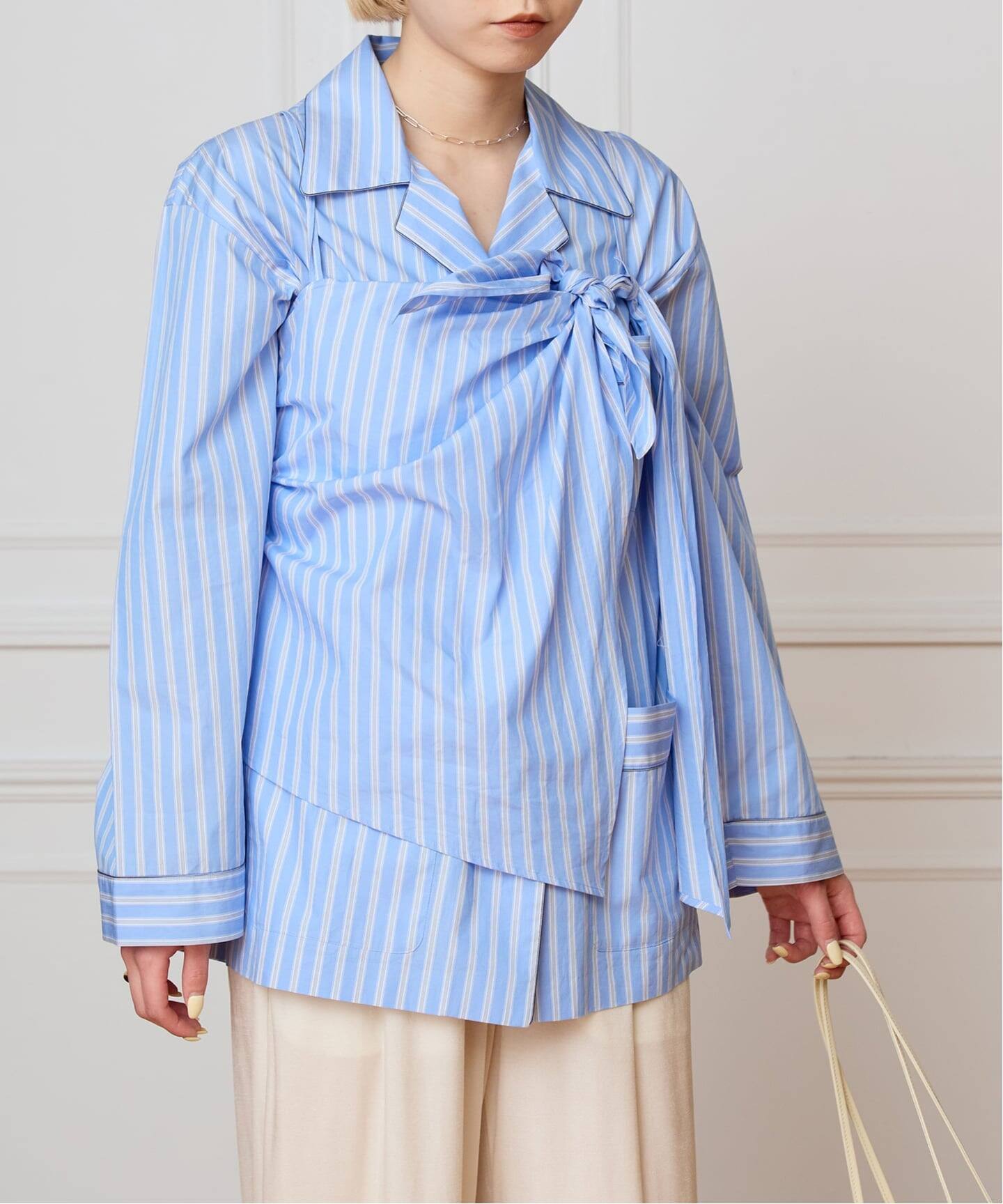 IENA LA BOUCLE コットンストライプスリーピーシャツ（シャツ