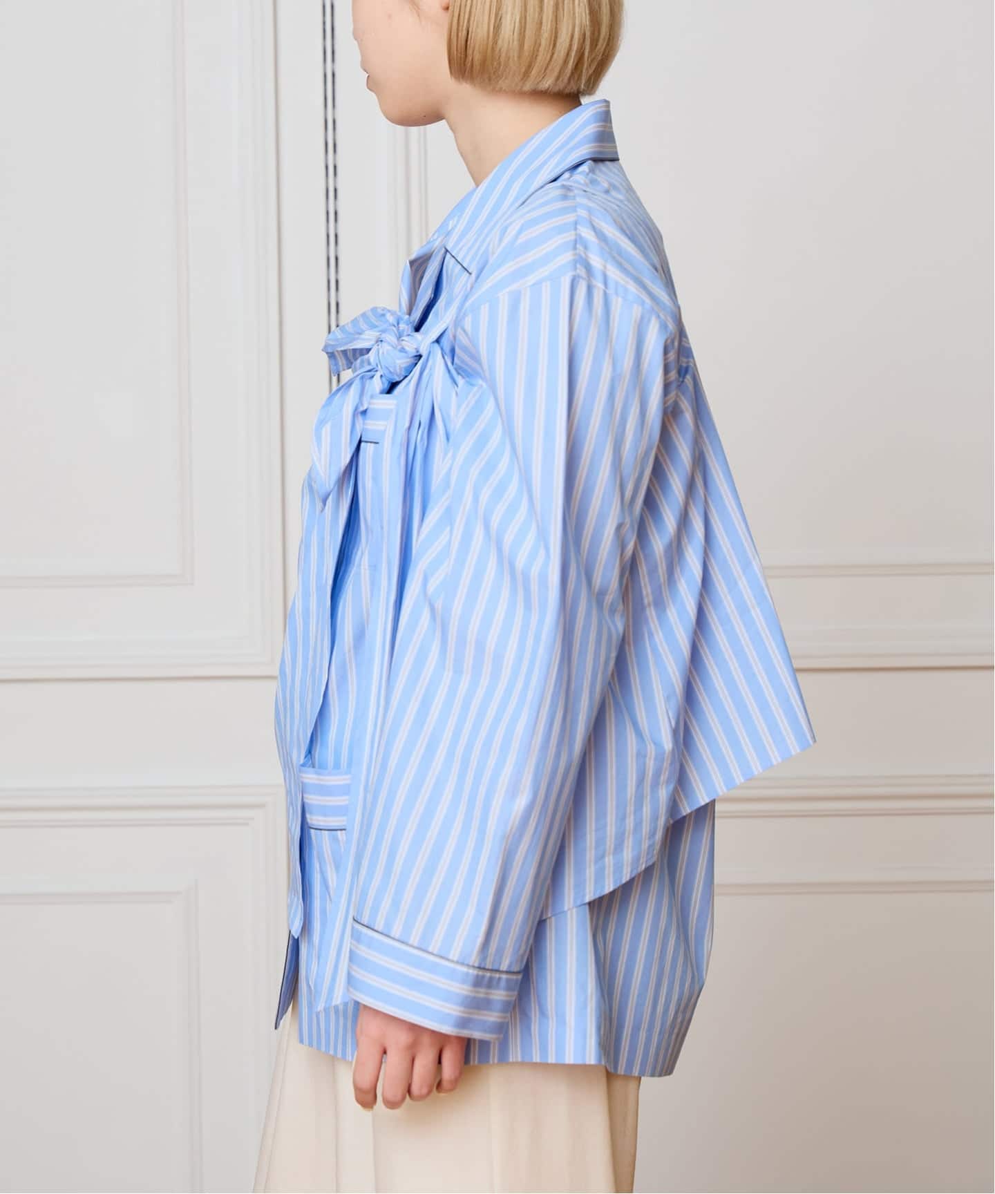 IENA LA BOUCLE コットンストライプスリーピーシャツ（シャツ