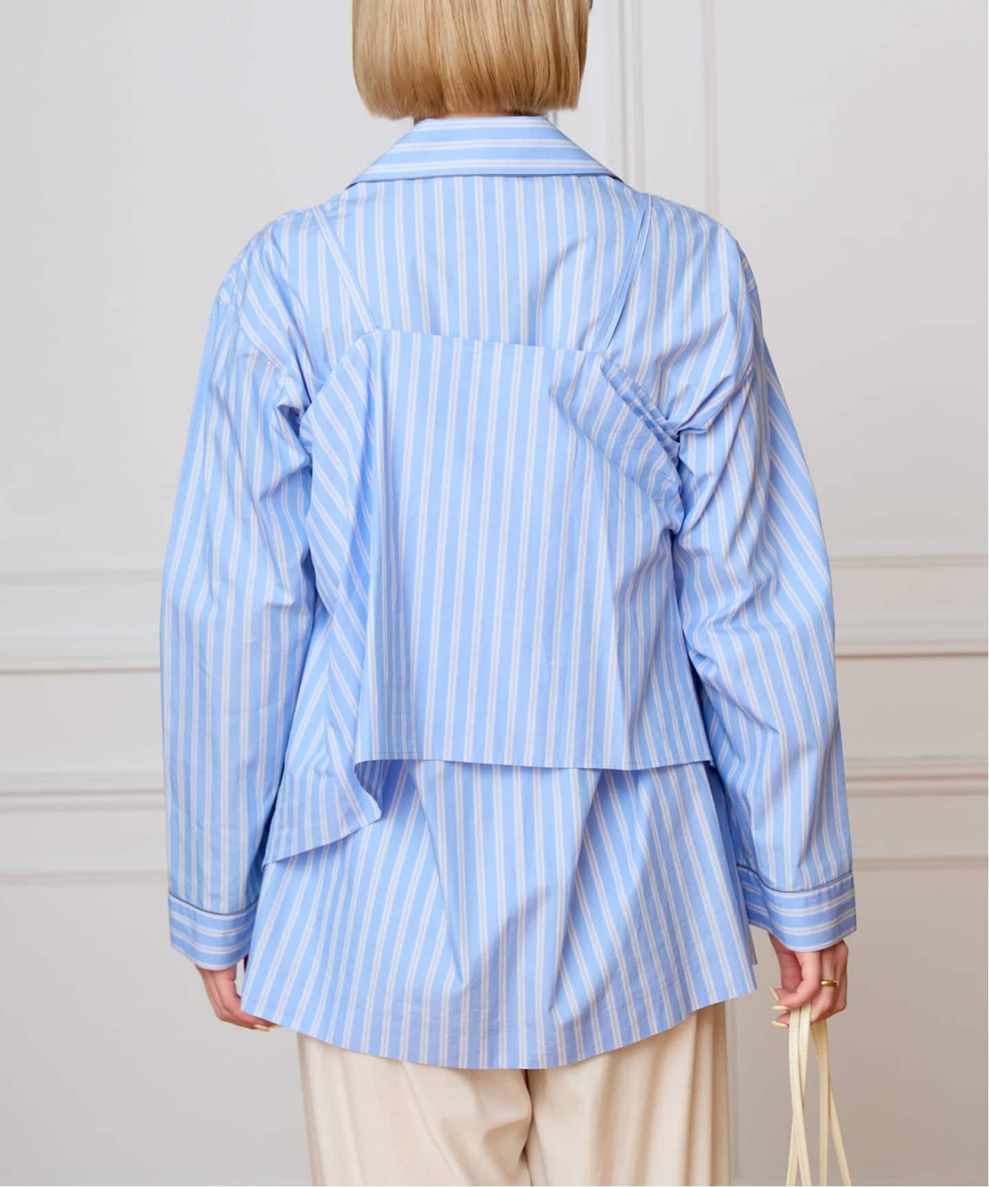 IENA LA BOUCLE コットンストライプスリーピーシャツ（シャツ