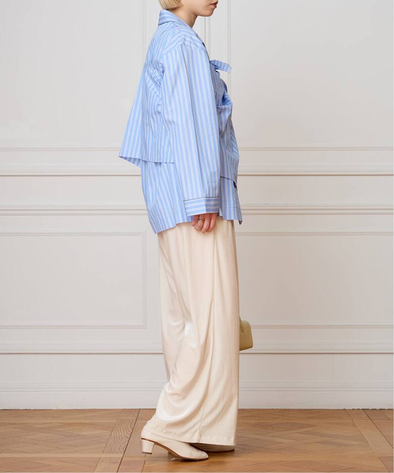 IENA LA BOUCLE コットンストライプスリーピーシャツ（シャツ 